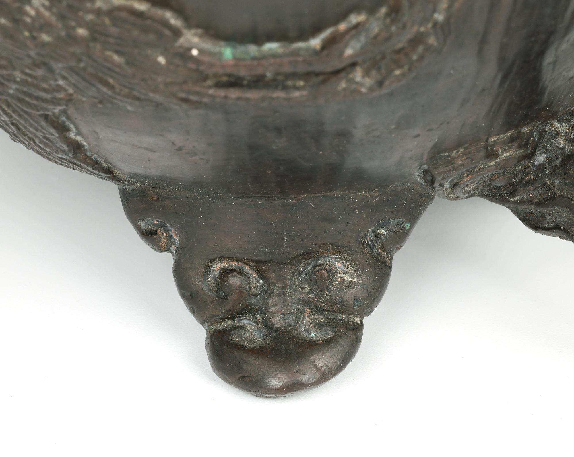 Barco chino Qing de bronce para salsas con grullas voladoras en Bueno estado para la venta en Bishop's Stortford, Hertfordshire