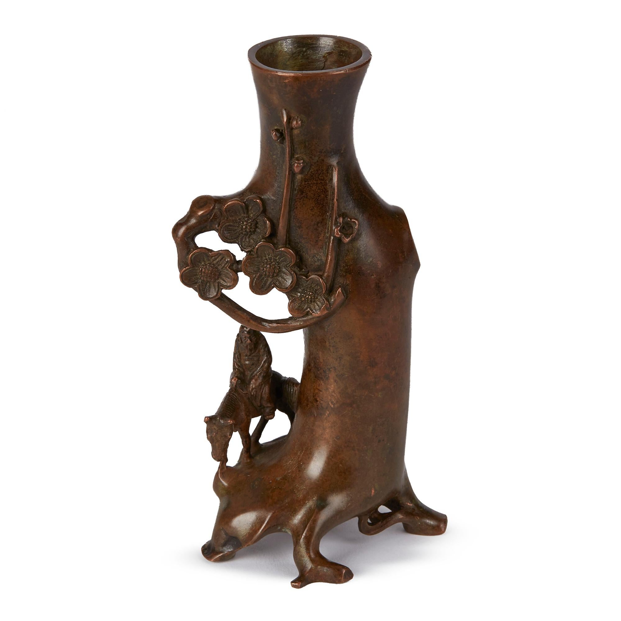 Chinese Qing Bronze Vase with Bronze Horse & Rider, 19th Century 1