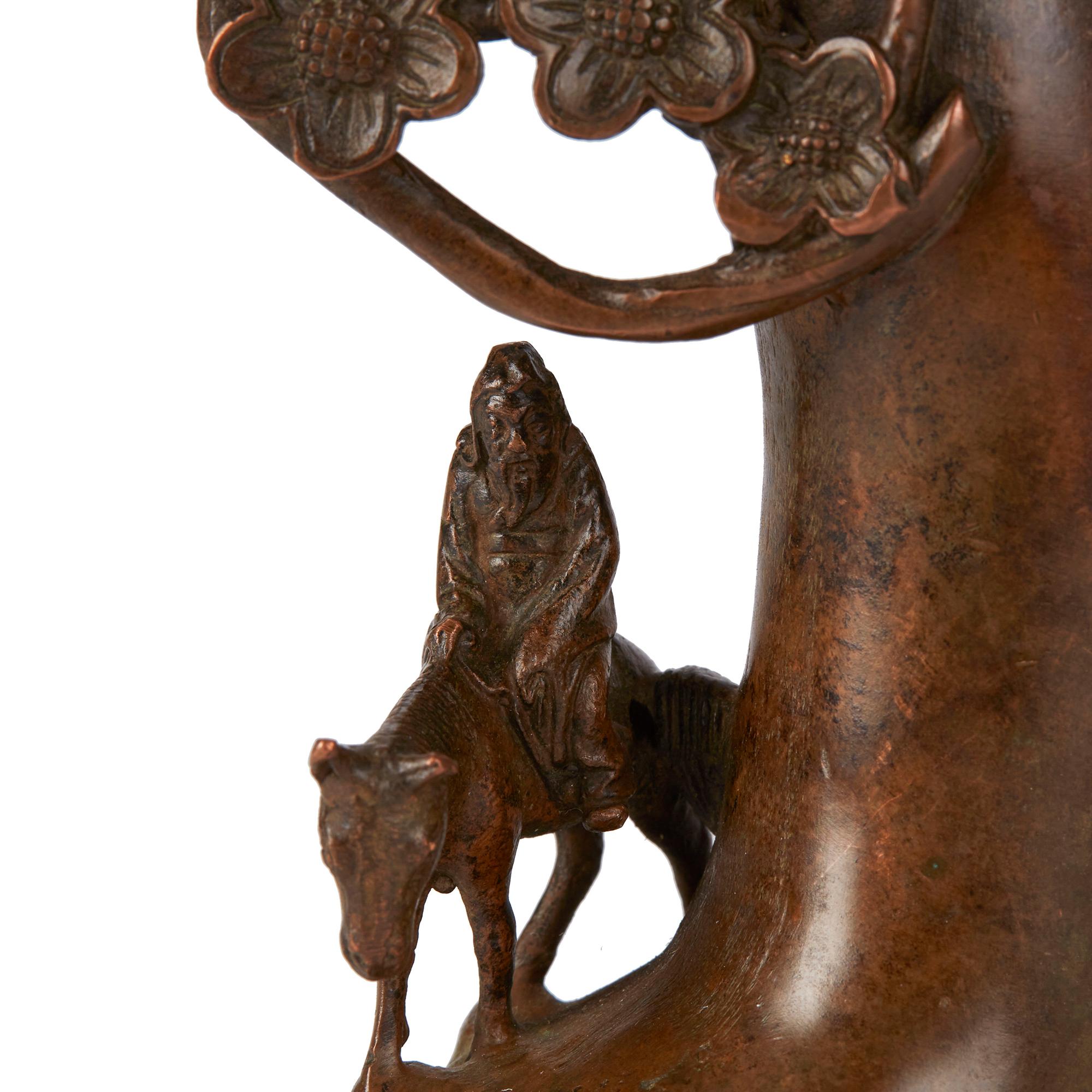 Chinese Qing Bronze Vase with Bronze Horse & Rider, 19th Century 3