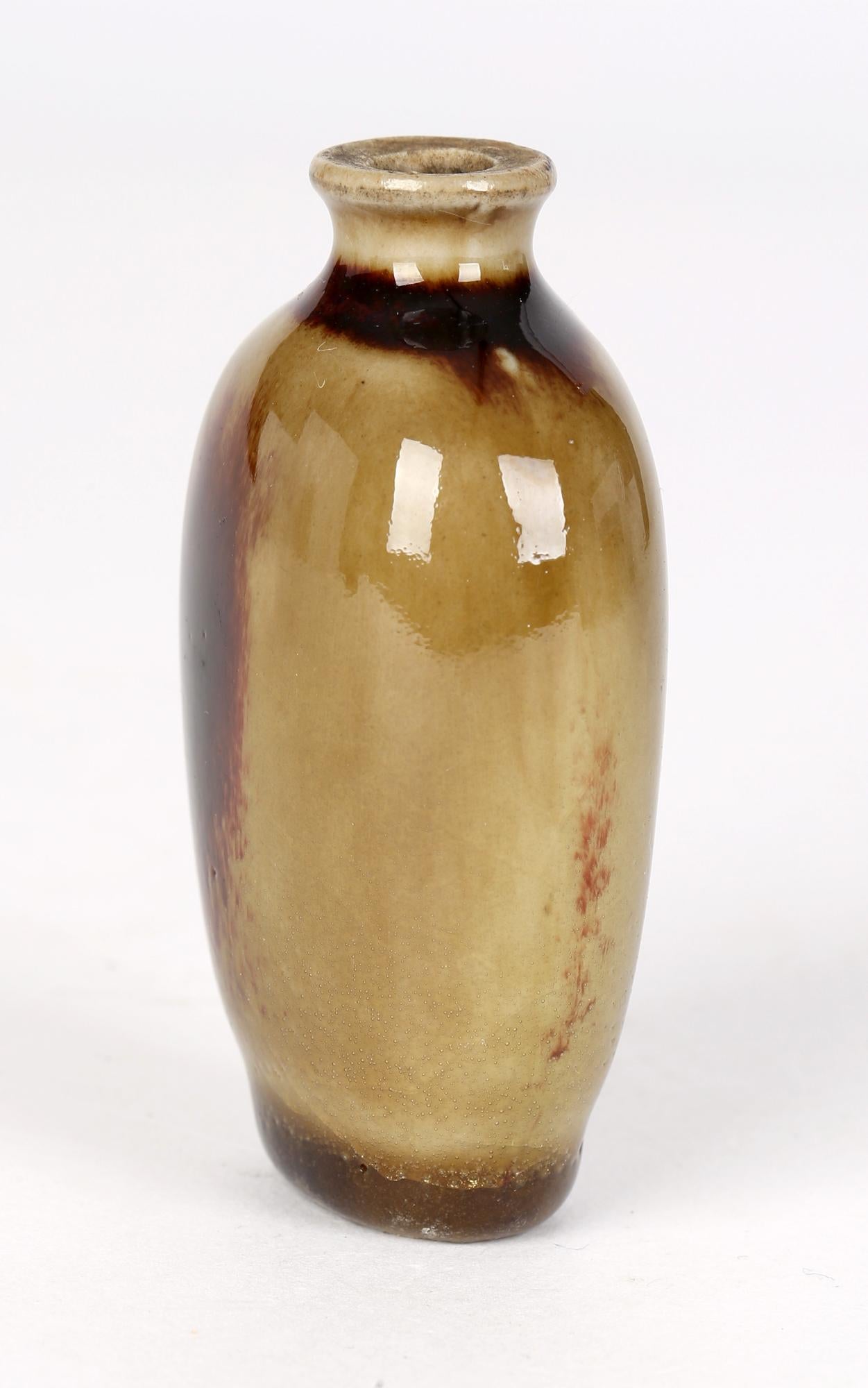 Chinese Qing Brown Patchwork Glazed Porcelain Snuff Bottle For Sale 3