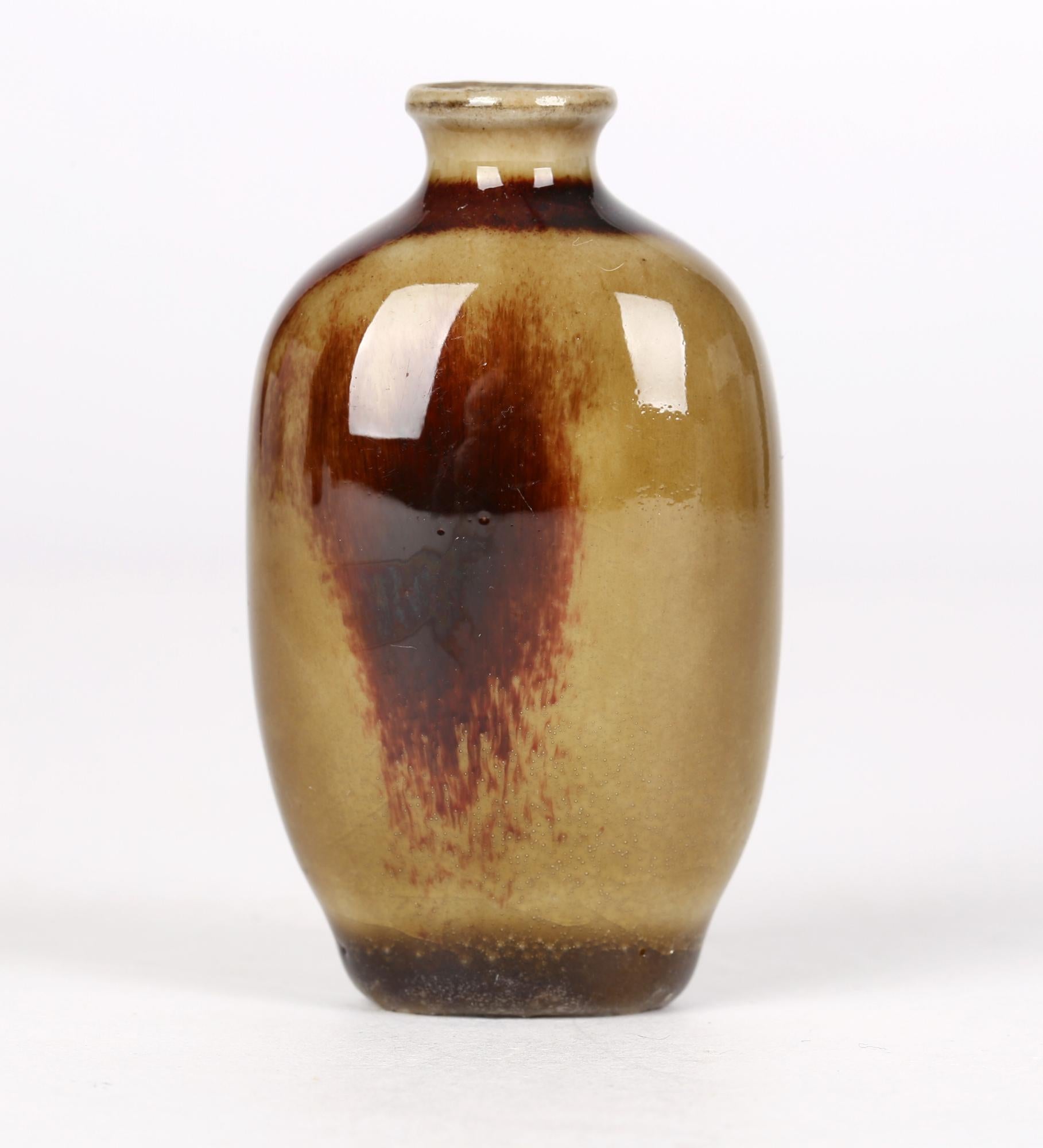 Chinese Qing Brown Patchwork Glazed Porcelain Snuff Bottle For Sale 5