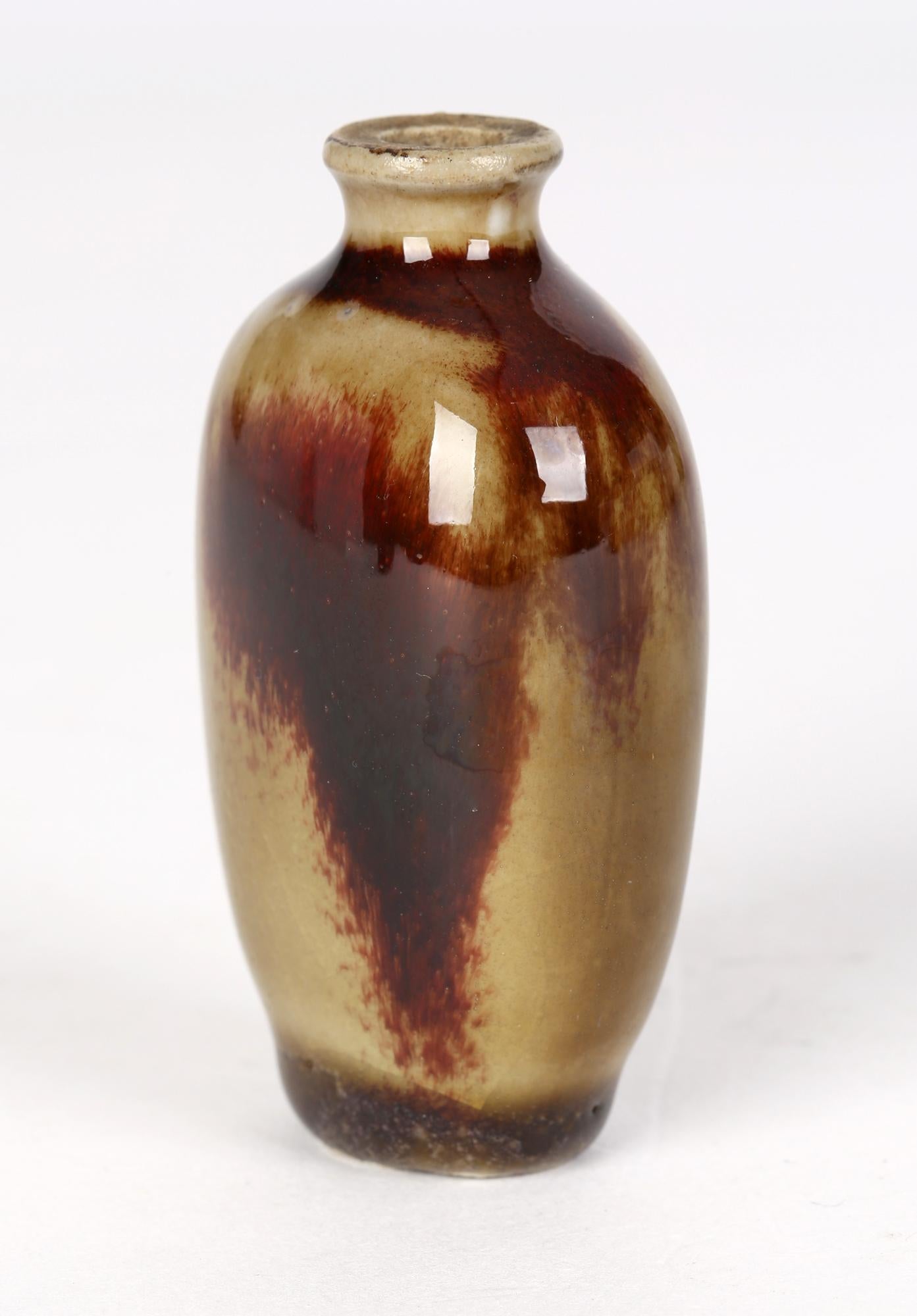 Chinese Qing Brown Patchwork Glazed Porcelain Snuff Bottle In Good Condition For Sale In Bishop's Stortford, Hertfordshire