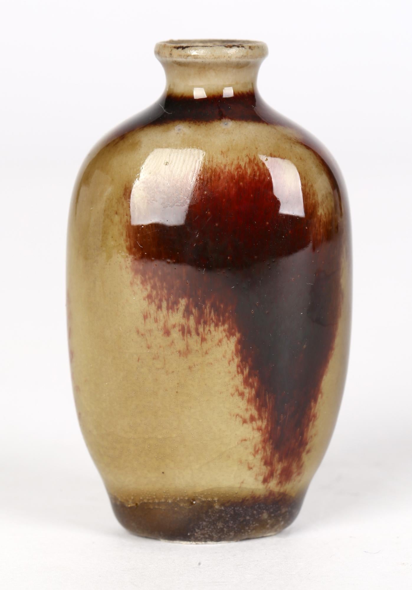 19th Century Chinese Qing Brown Patchwork Glazed Porcelain Snuff Bottle For Sale