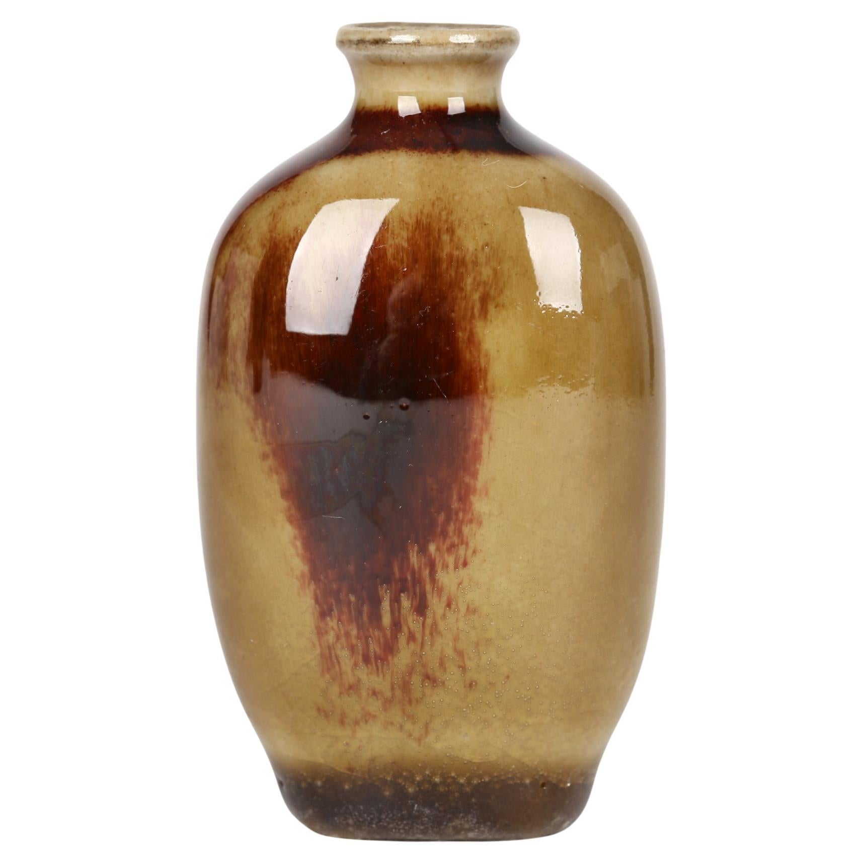 Botella de rapé de porcelana esmaltada marrón Qing china