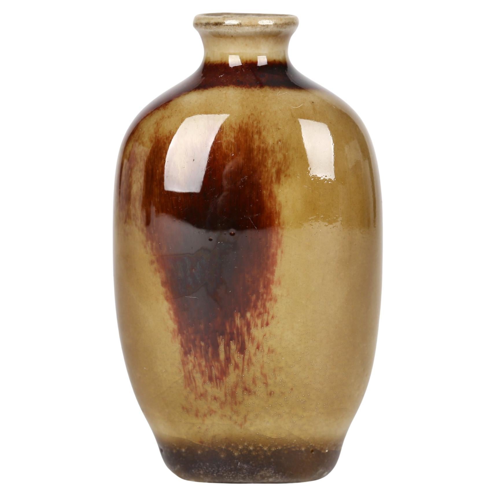 Chinese Qing Brown Patchwork Glazed Porcelain Snuff Bottle For Sale