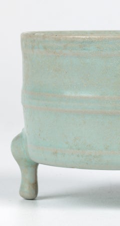 Chinese Qing Celadon Glazed Ceramic Tripod Censer