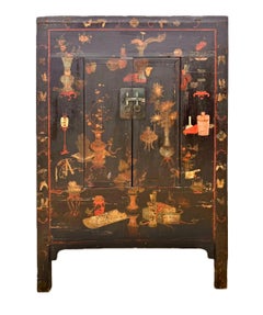 Chinesischer Qing-Chinoiserie-Lack-Schrank