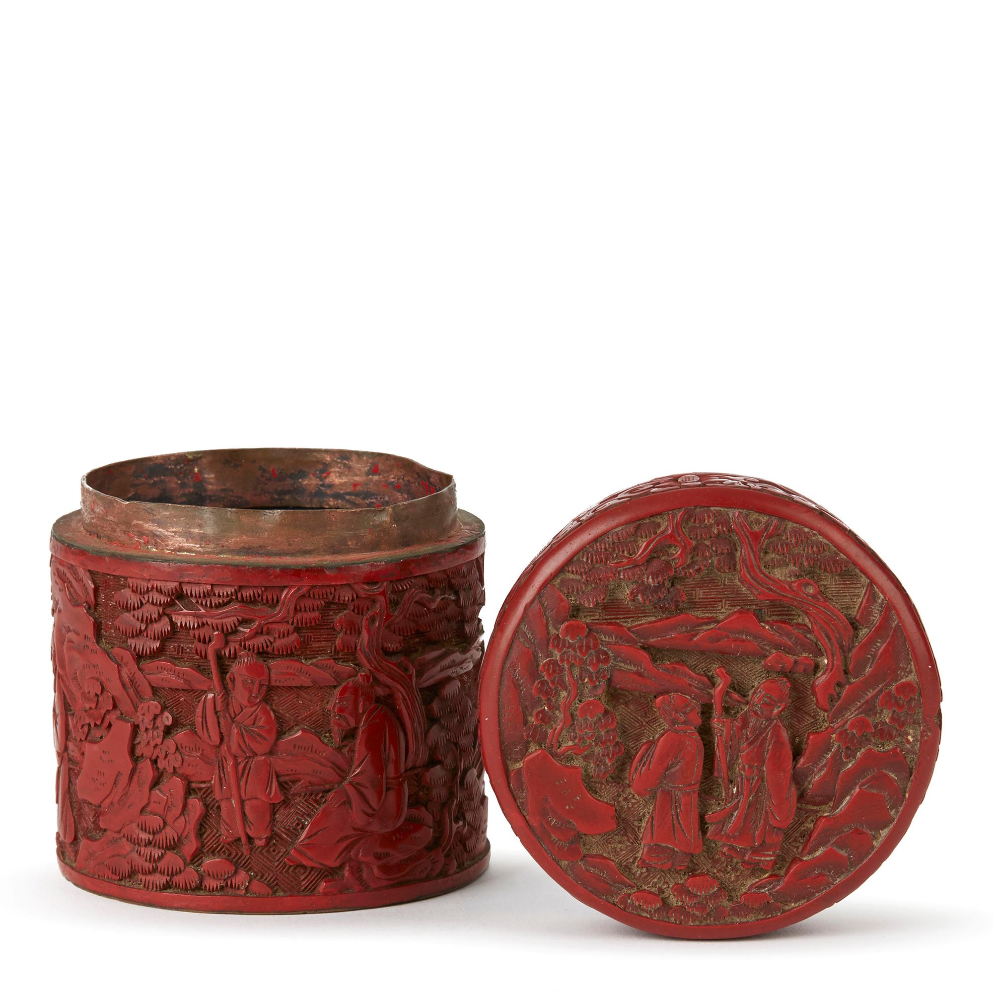 Chinese Qing Cinnabar Lacquer Lidded Box, 19th Century 3