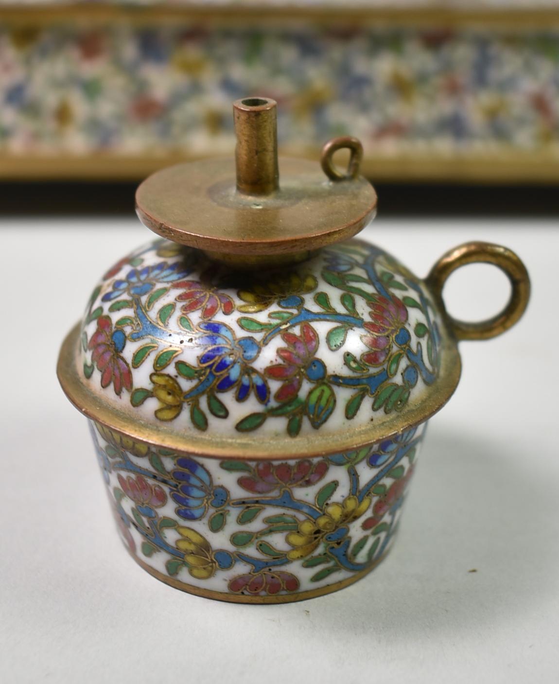Chinese Qing Cloisonné Bronze Opium Caddy Set For Sale 2