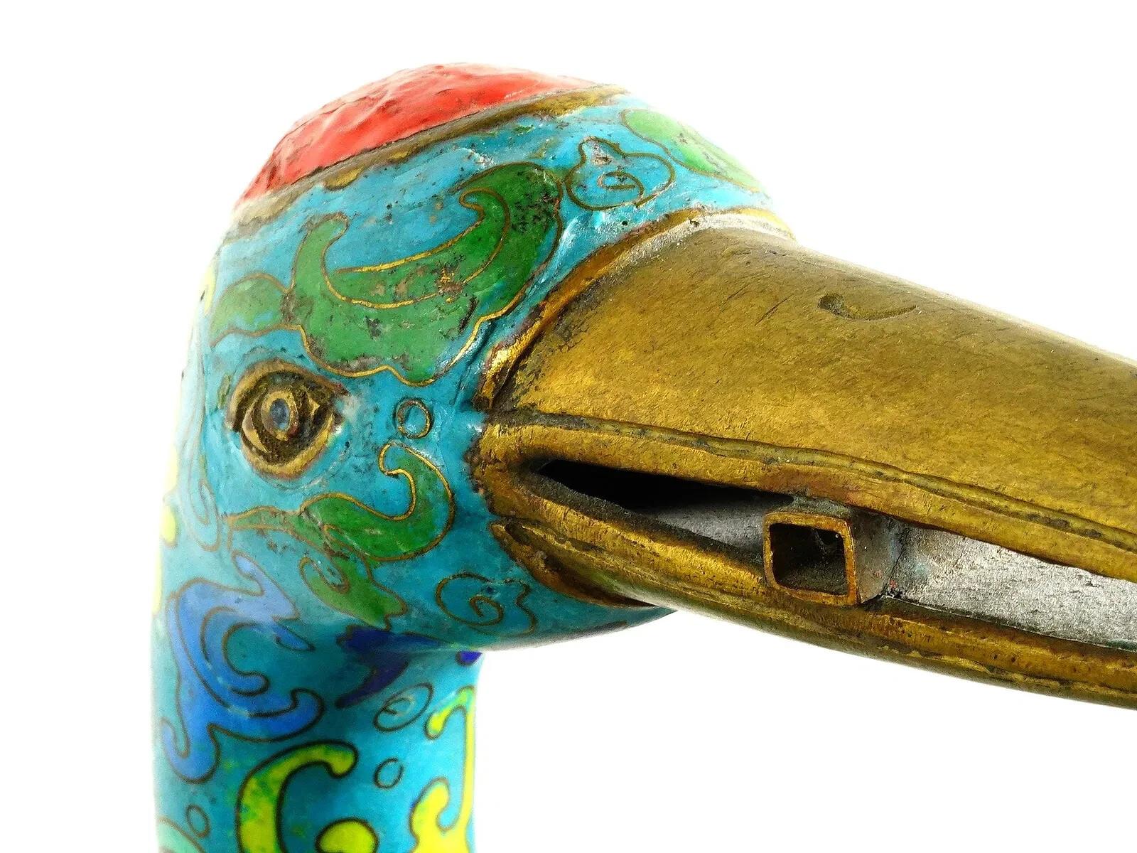 Figurines de grues en émail cloisonné de l'époque Qing, 19ème C. en vente 2