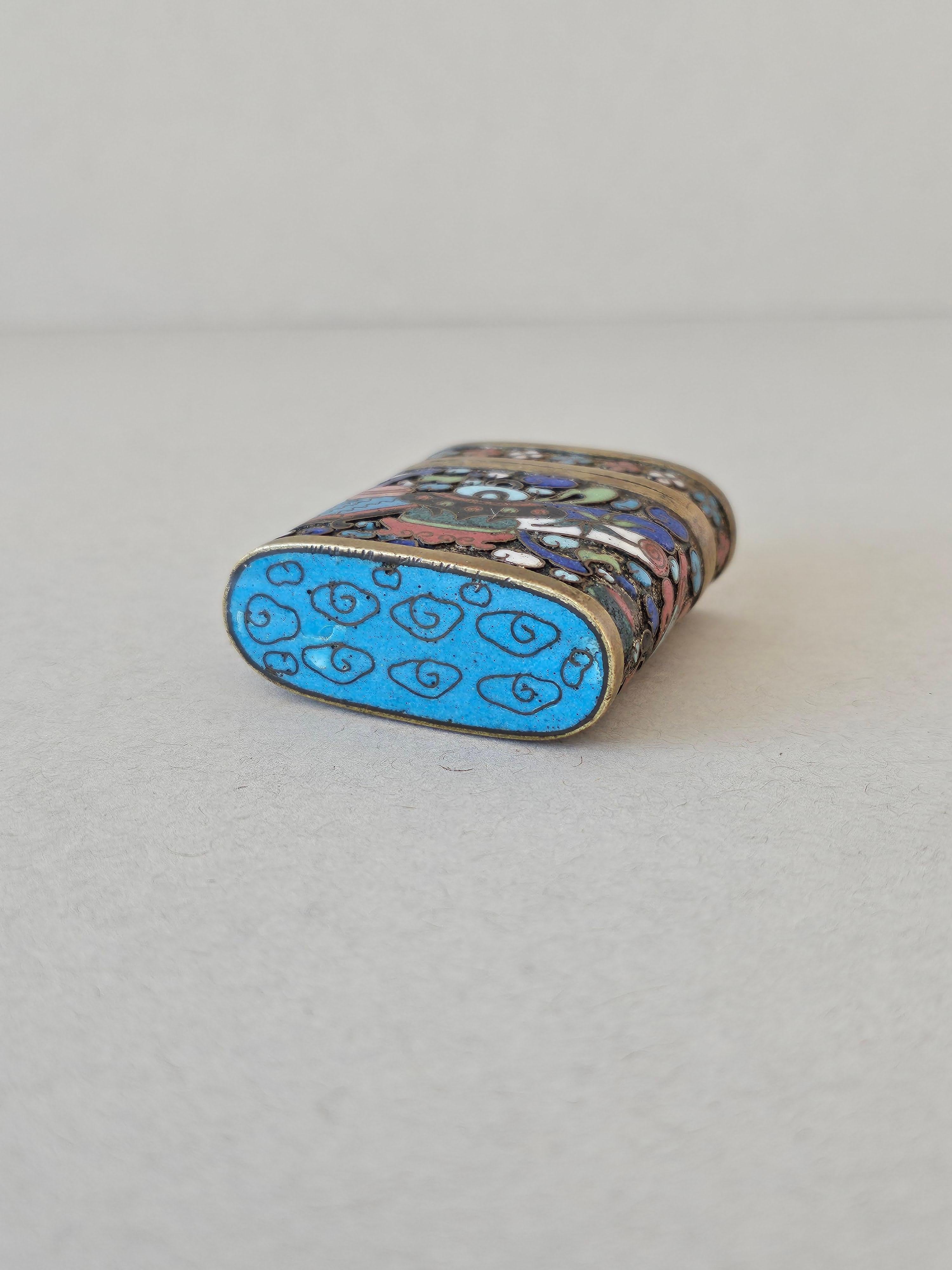 Chinese Qing Cloisonne Enamel Opium Box 3