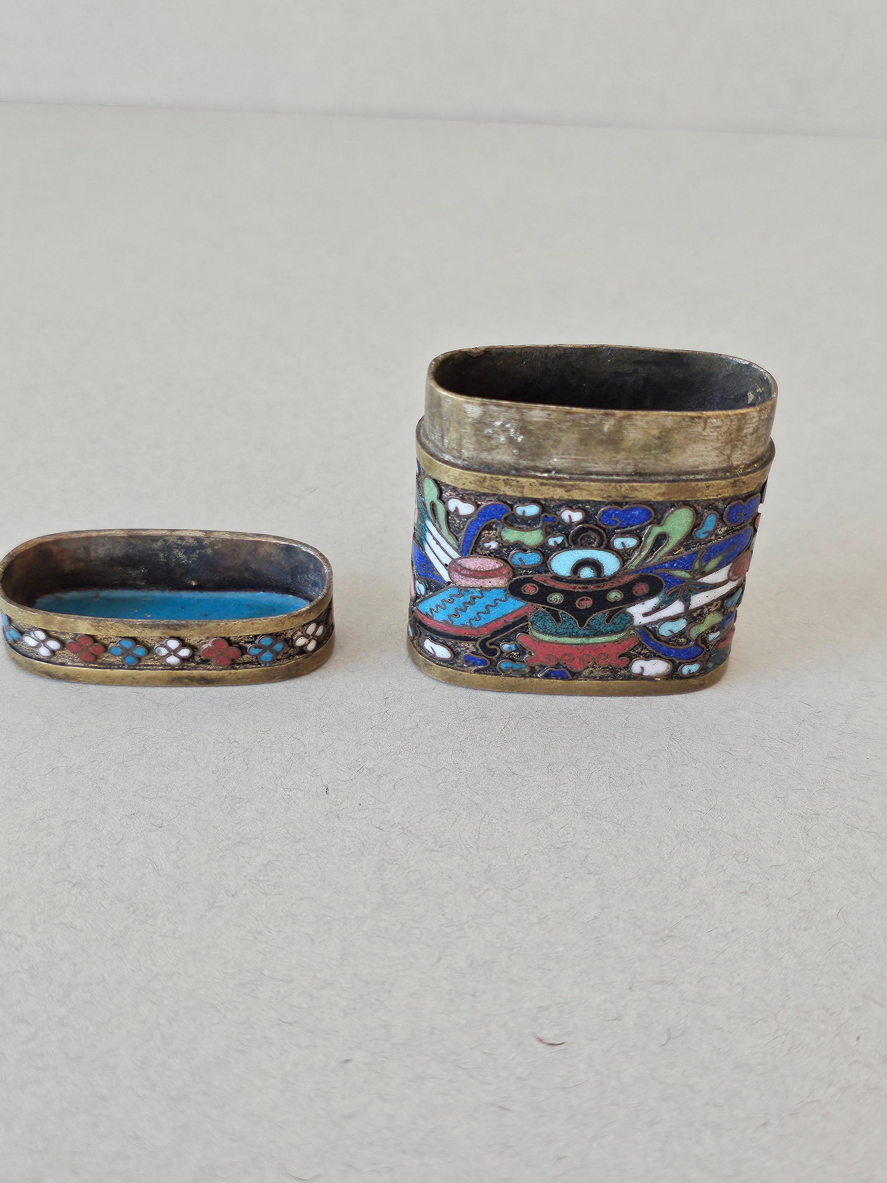 Champlevé Chinese Qing Cloisonne Enamel Opium Box