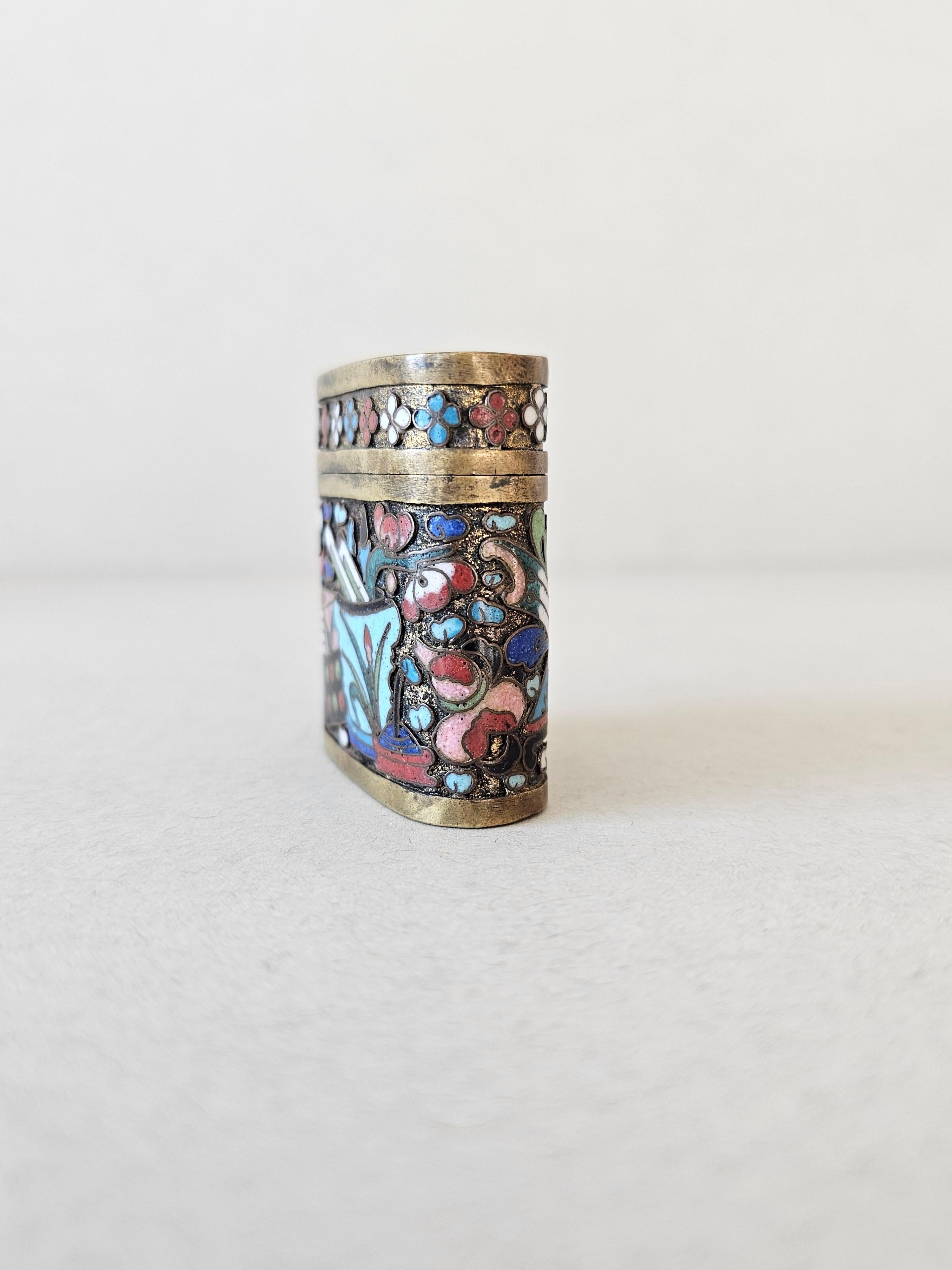 Chinese Qing Cloisonne Enamel Opium Box  1