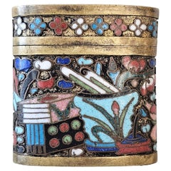 Chinese Qing Cloisonne Enamel Opium Box 