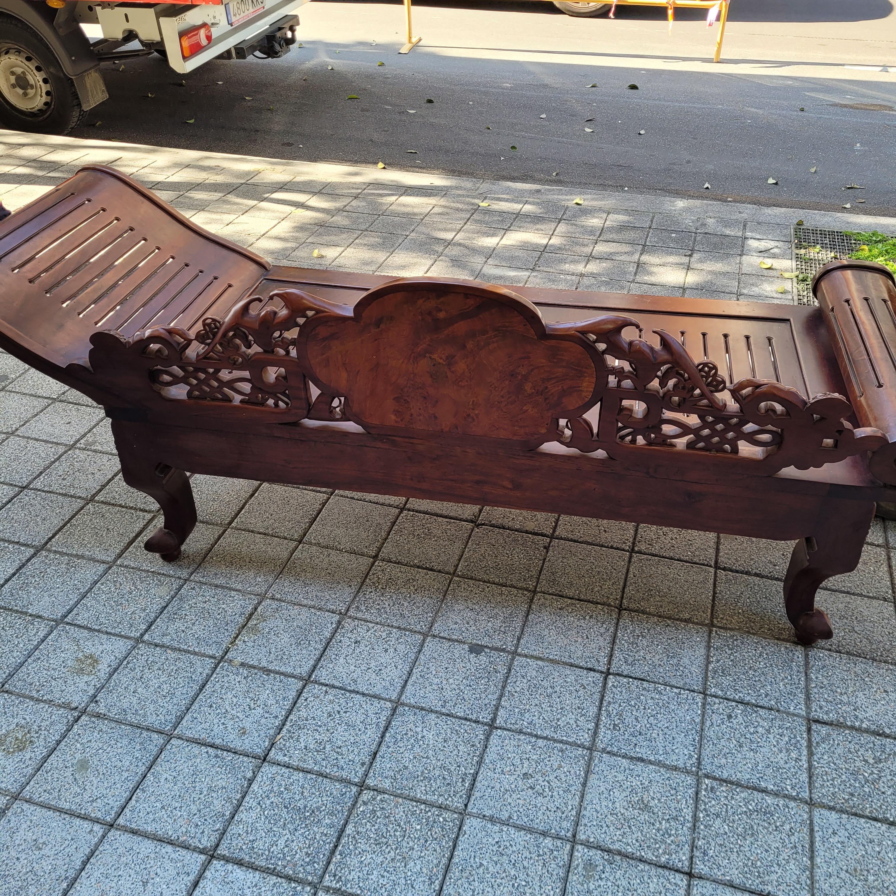 Letto da giorno cinese Qing rosso Wood, letto da oppio femminile, legno in vendita 8