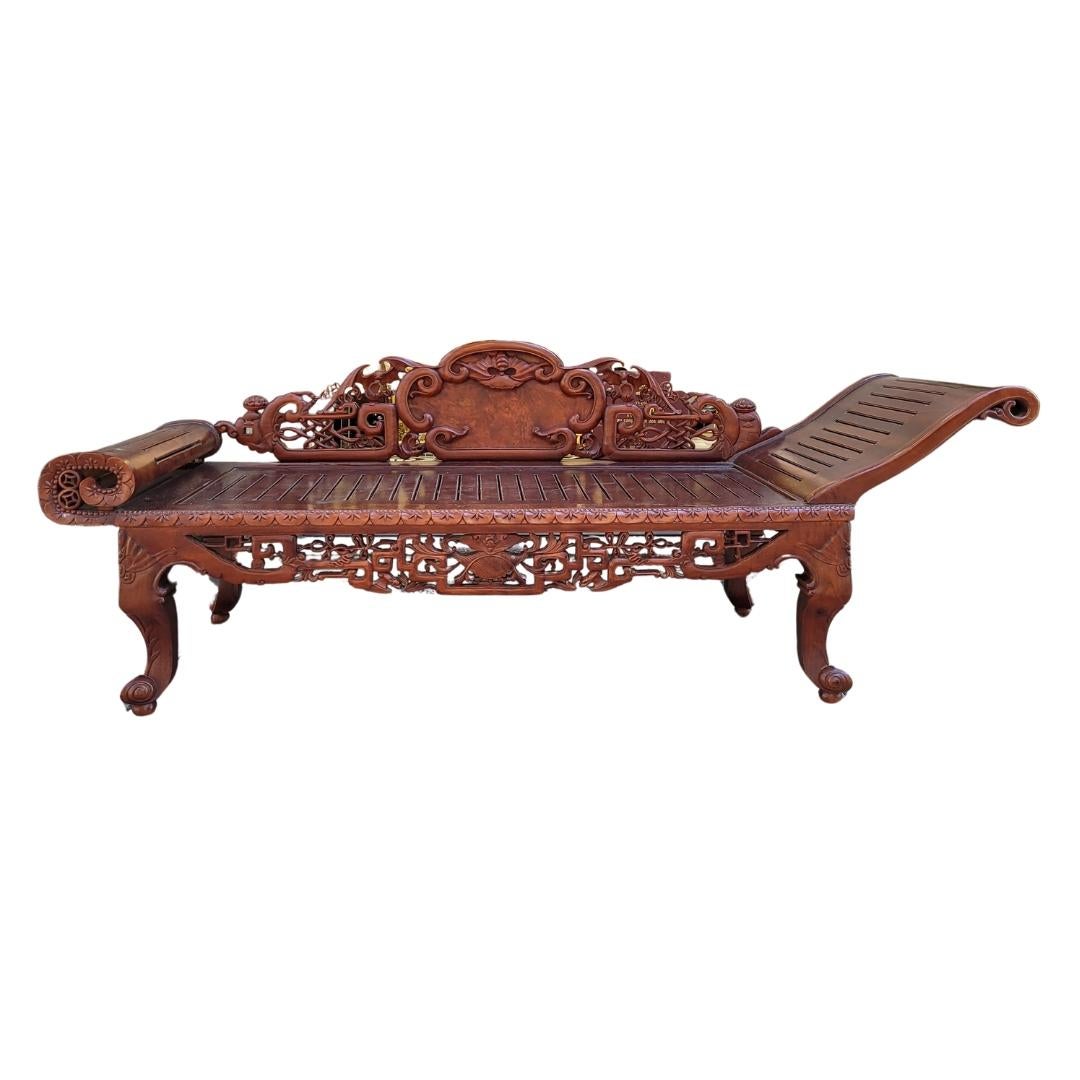 Cinese Letto da giorno cinese Qing rosso Wood, letto da oppio femminile, legno in vendita