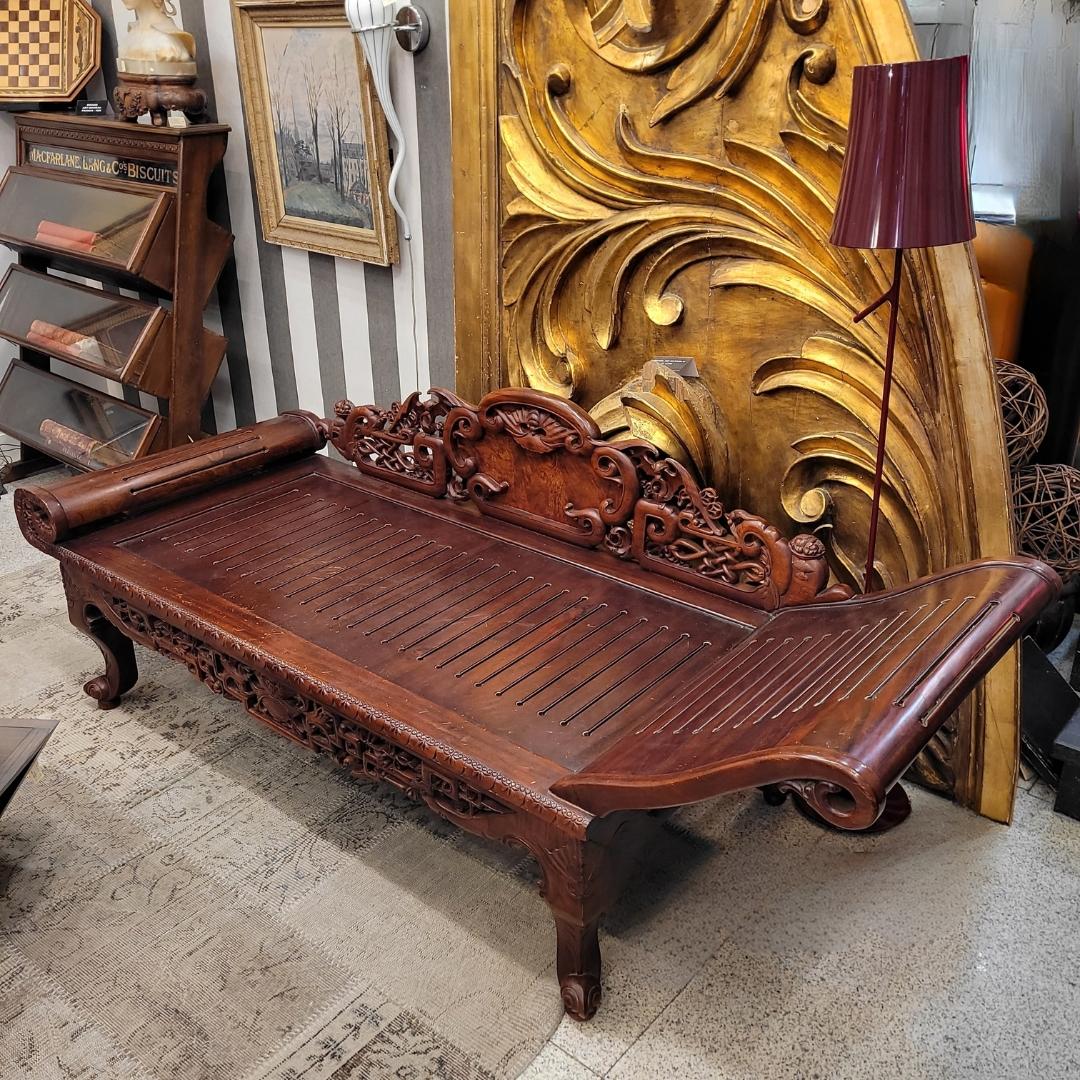 Fatto a mano Letto da giorno cinese Qing rosso Wood, letto da oppio femminile, legno in vendita