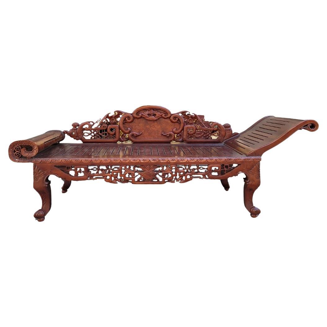 Letto da giorno cinese Qing rosso Wood, letto da oppio femminile, legno in vendita
