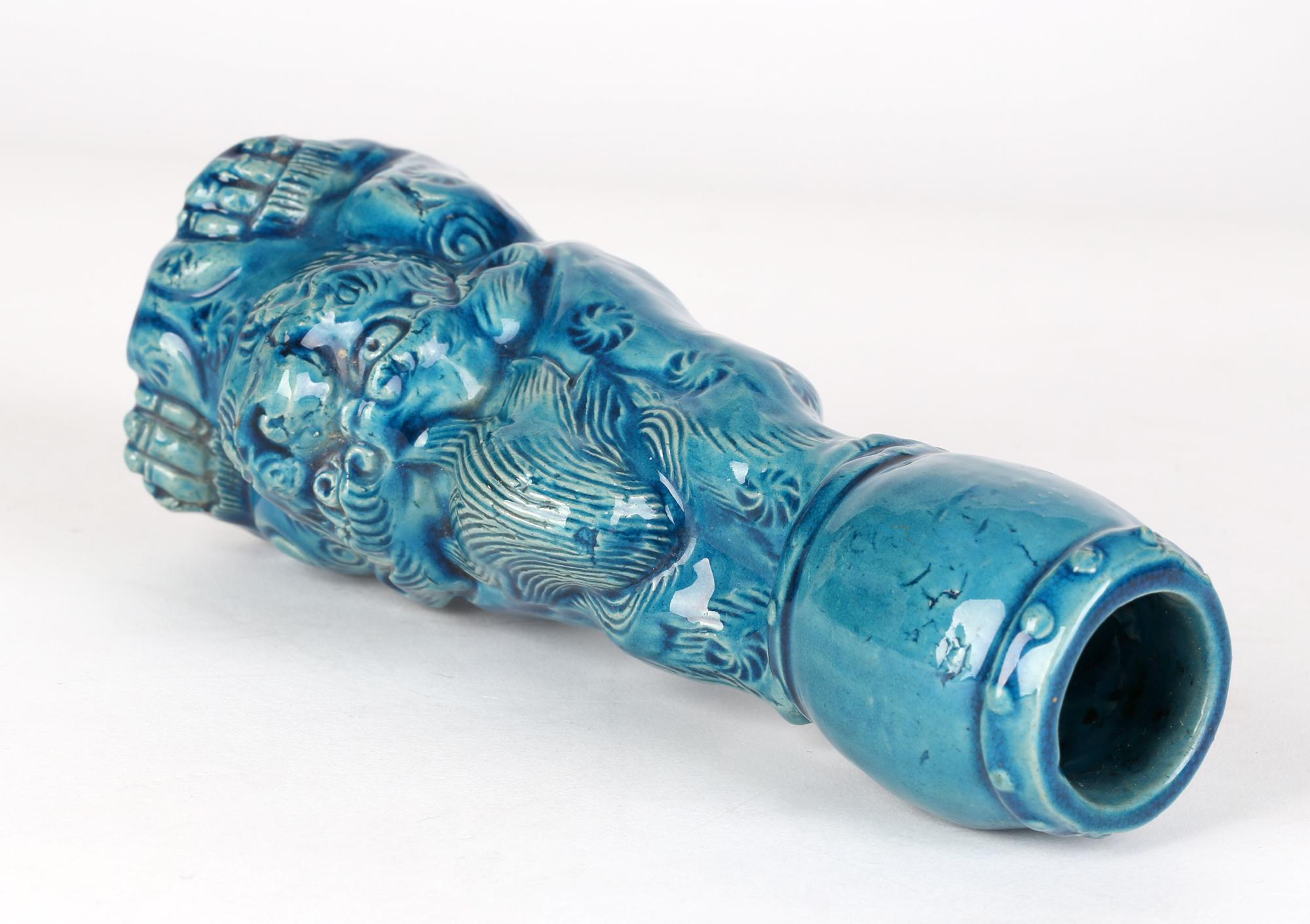19th Century Chinese Qing Dog of Foo and Vase Turquoise Glazed Porcelain Vase