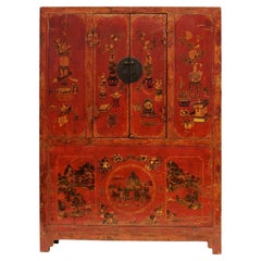 Antique Chinese Qing Dynasty Cabinet with Original Décor