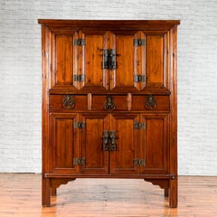Chinese Accordion Doors Cabinet with Three Drawers