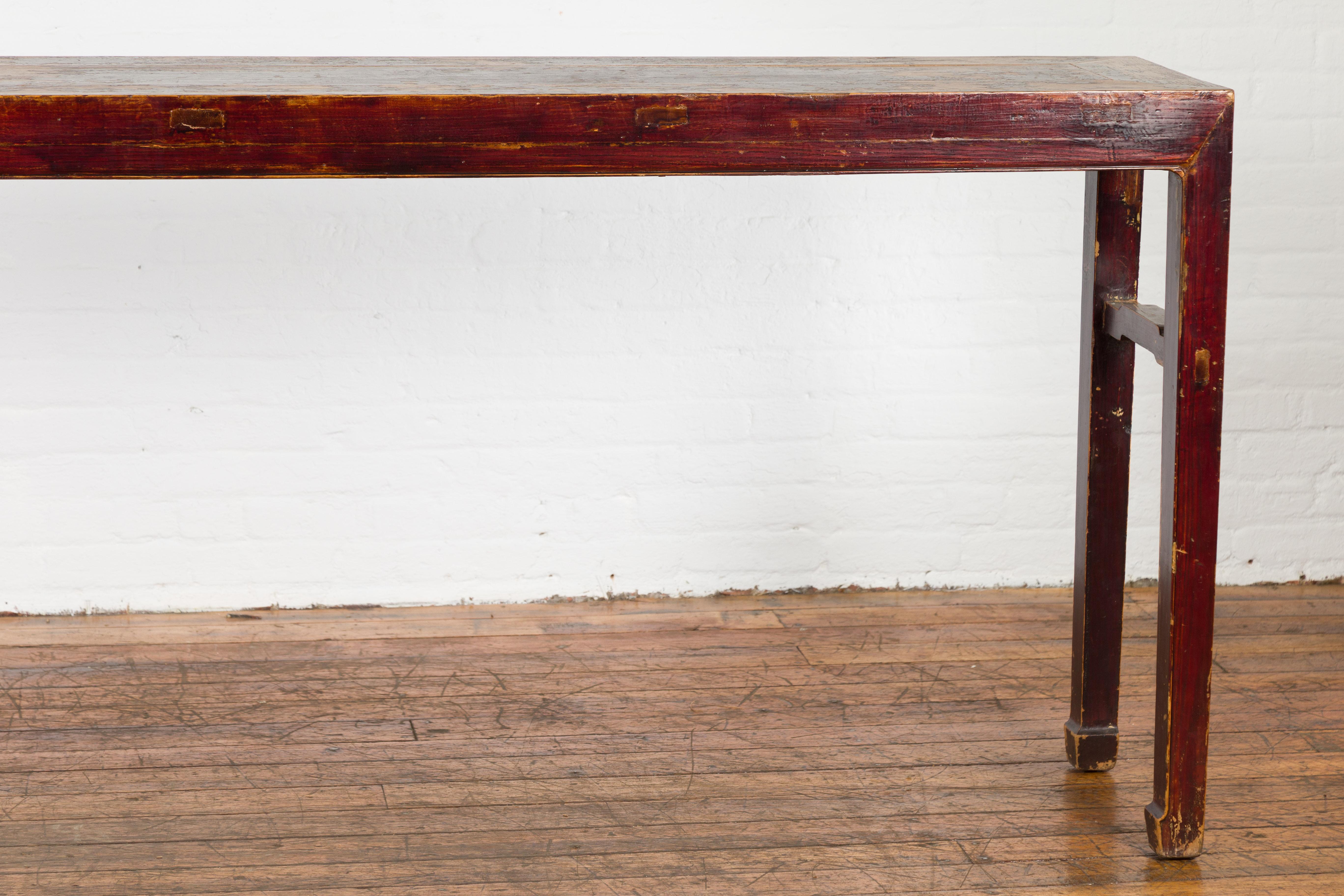 Lacquered Chinese Qing Dynasty 19th Century Altar Console Table with Original Lacquer For Sale