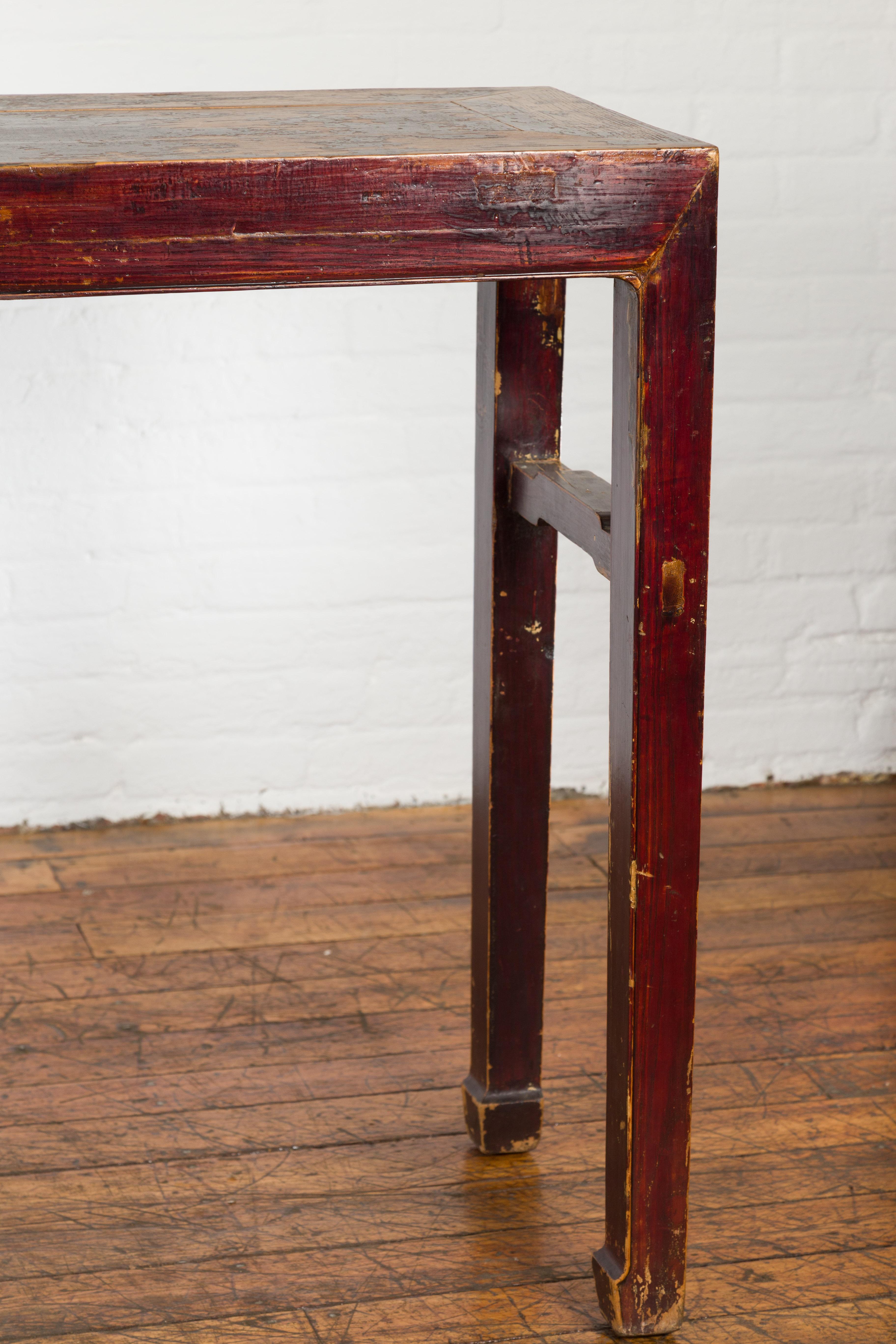 Chinese Qing Dynasty 19th Century Altar Console Table with Original Lacquer For Sale 1