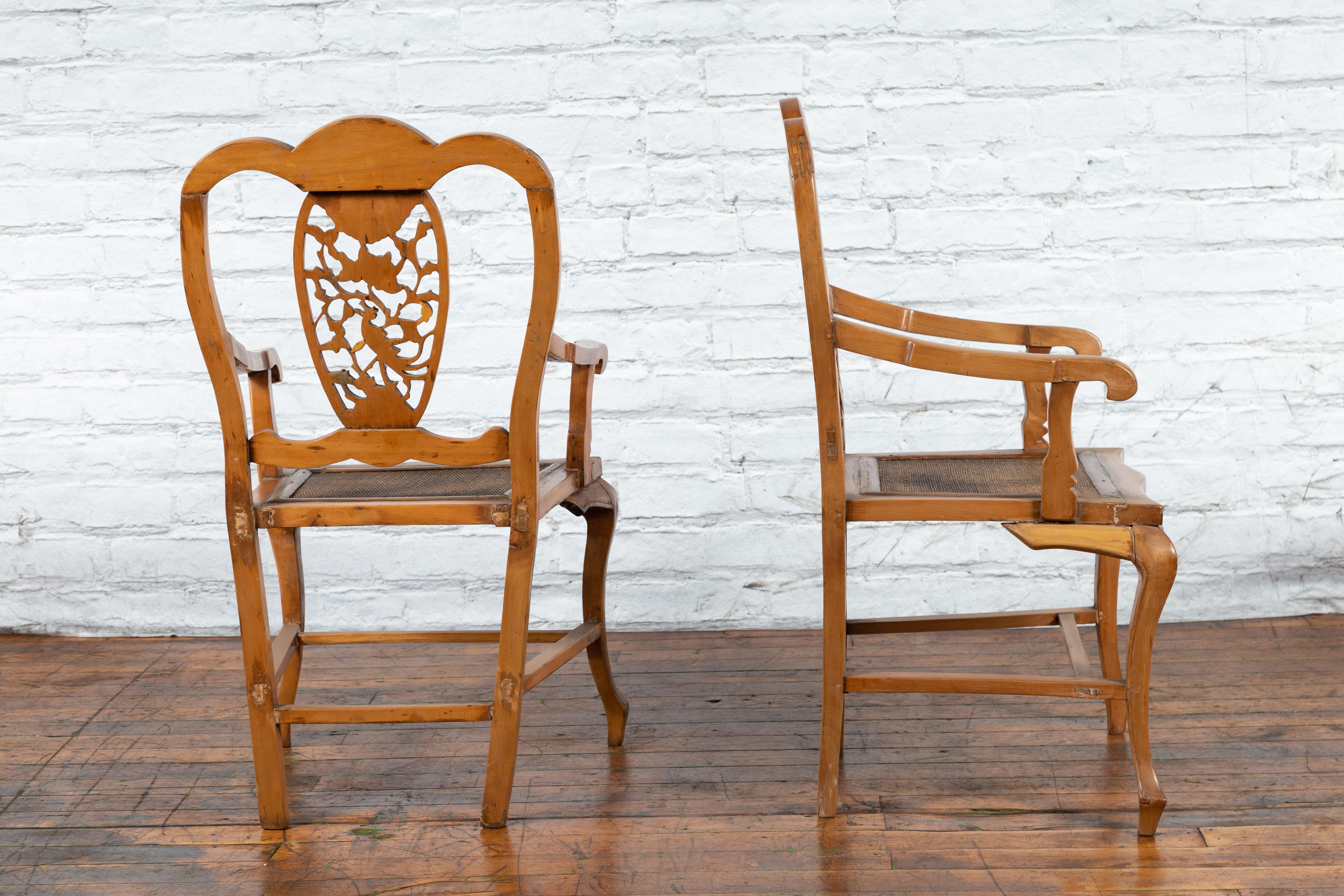 Chinese Qing Dynasty 19th Century Armchair with Carved Medallion, Sold Each For Sale 6