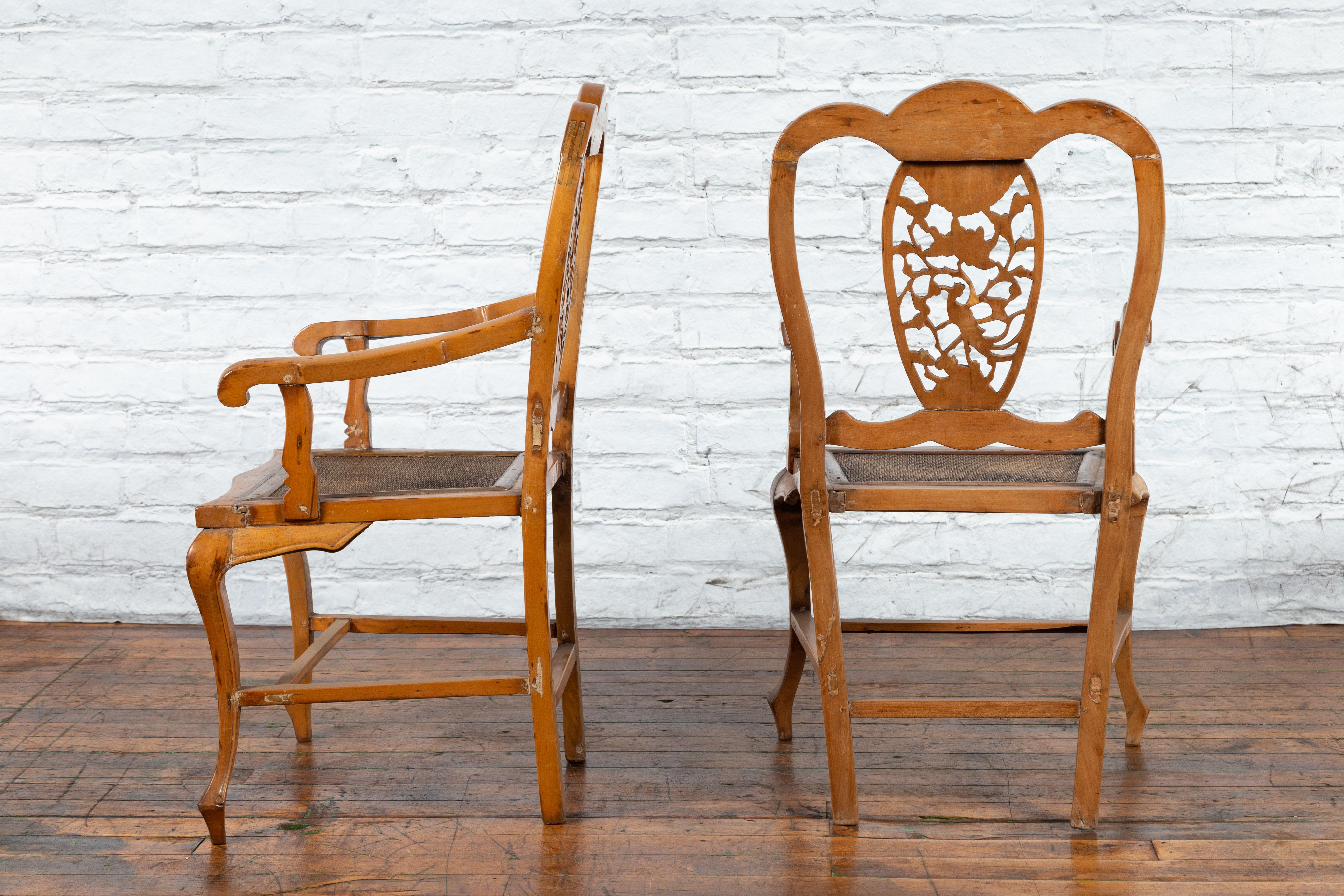 Chinese Qing Dynasty 19th Century Armchair with Carved Medallion, Sold Each For Sale 8