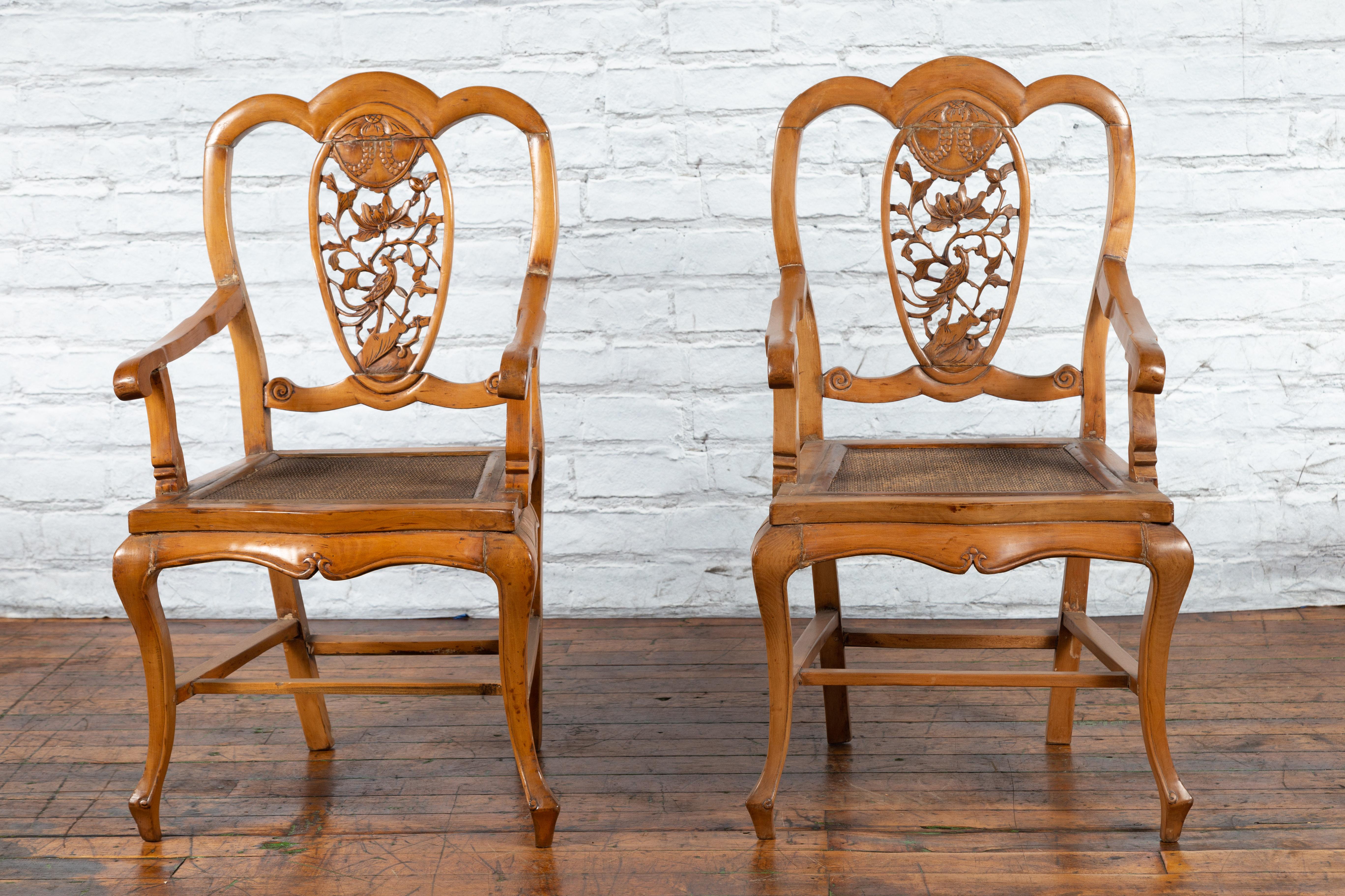 Chinese Qing Dynasty 19th Century Armchair with Carved Medallion, Sold Each For Sale 10