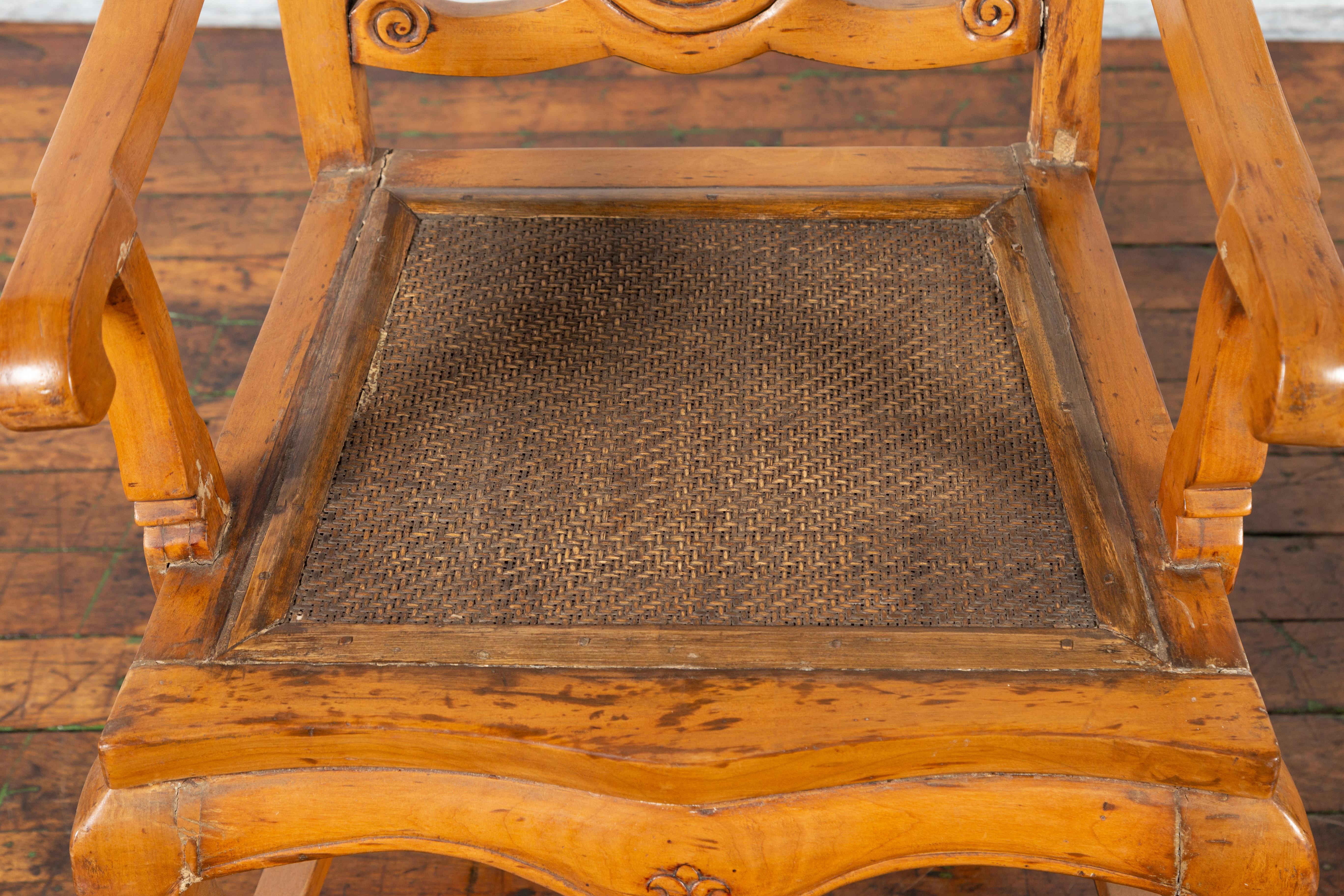 Chinese Qing Dynasty 19th Century Armchair with Carved Medallion, Sold Each For Sale 4