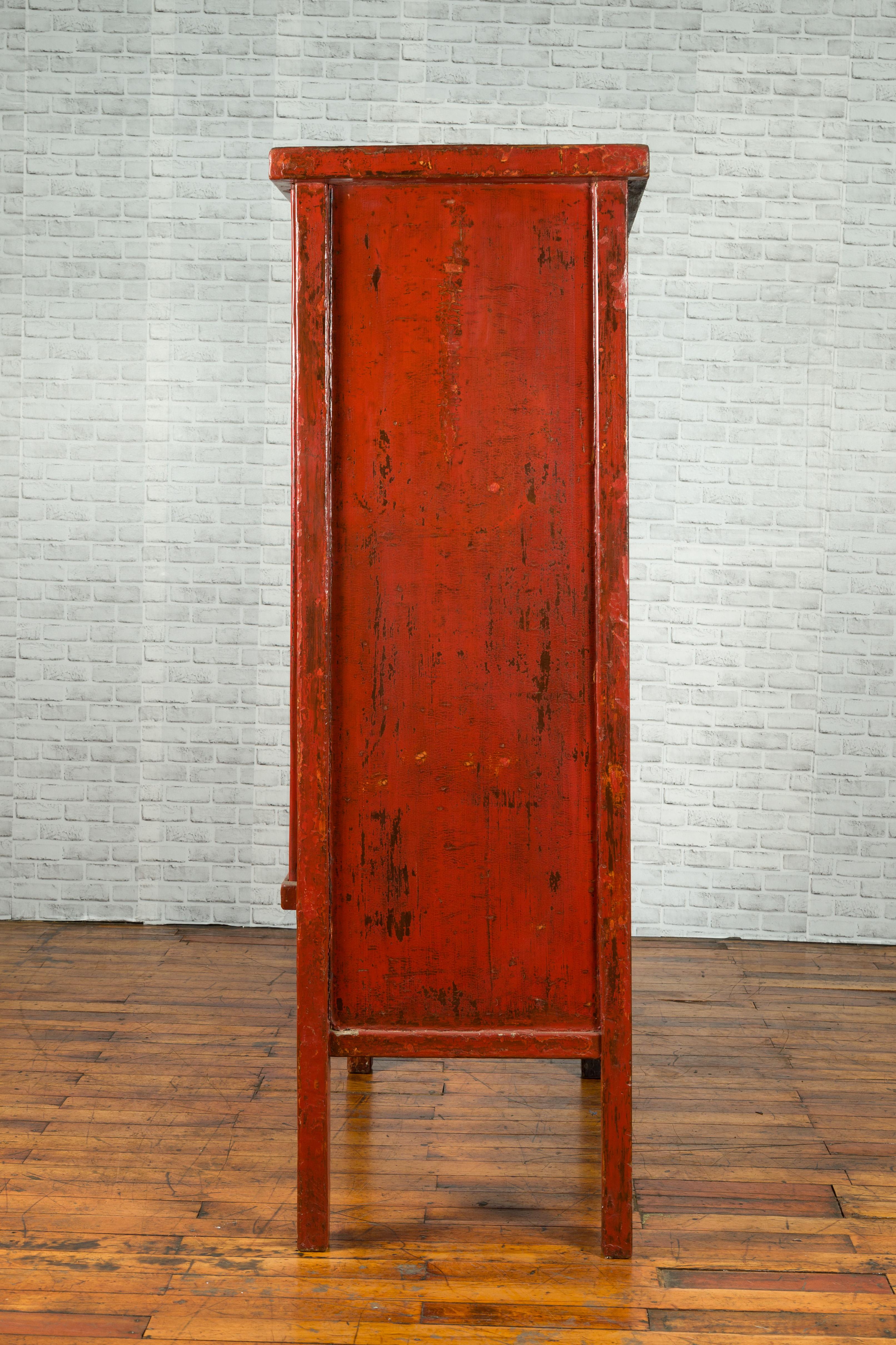 Chinese Qing Dynasty 19th Century Cabinet from Shanxi with Original Red Lacquer 7