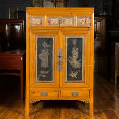 Qing Dynasty 19th Century Cabinet with Guanyin and Daoist Immortals