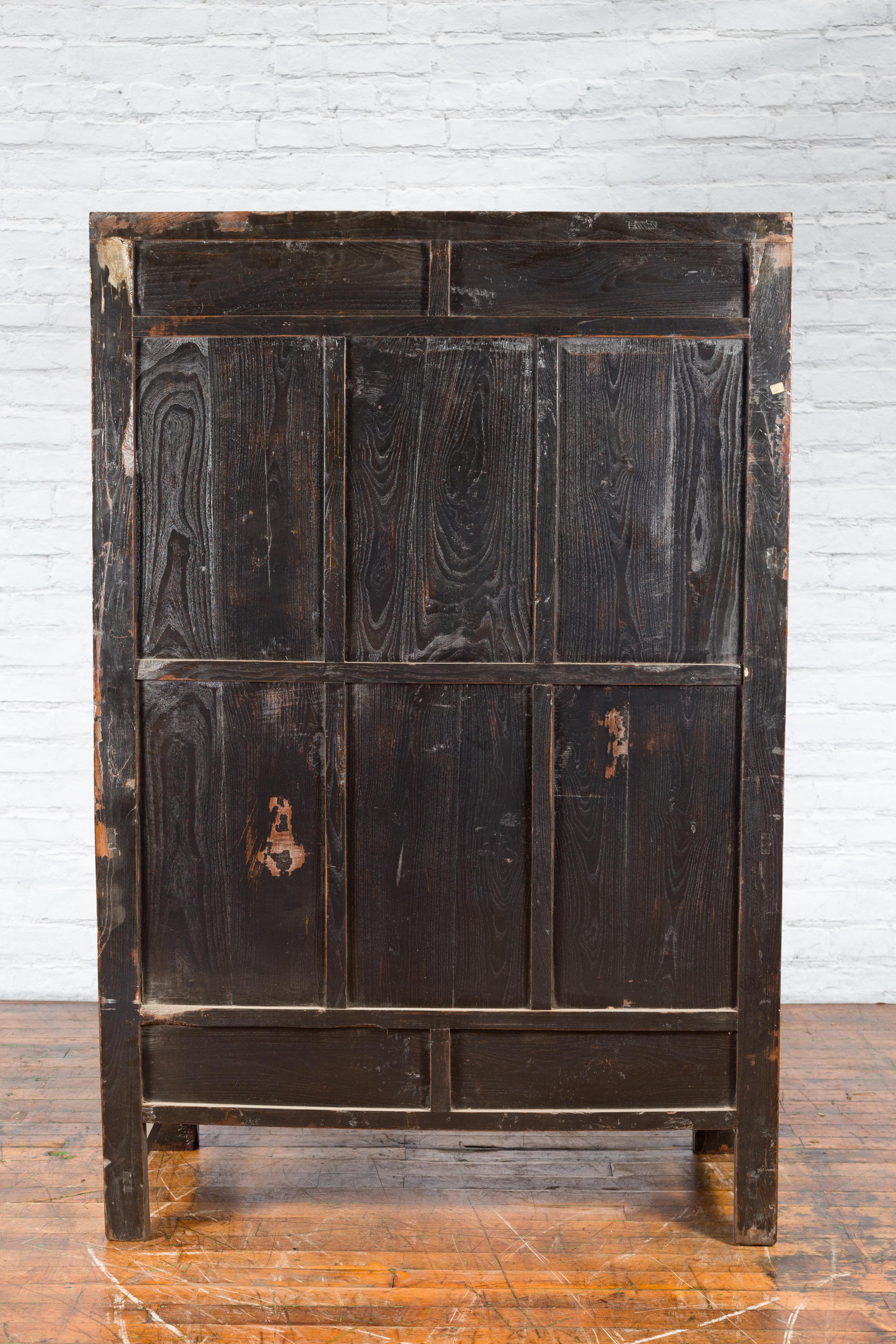 Chinese Qing Dynasty 19th Century Cabinet with Original Black Lacquer Finish For Sale 11