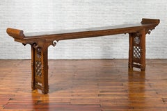 Chinese Qing Dynasty 19th Century Carved Console Table with Fretwork Design