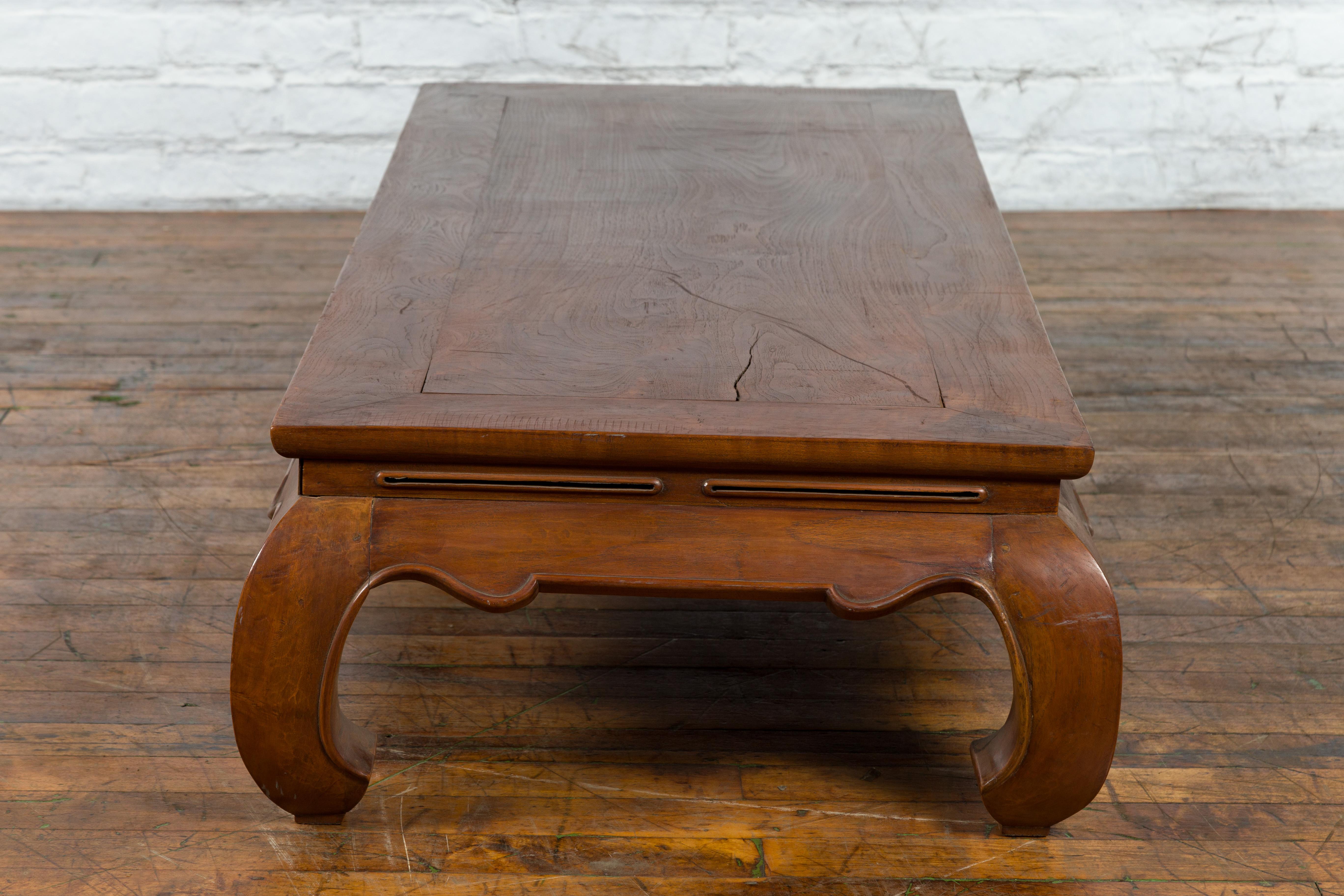 Chinese Qing Dynasty 19th Century Coffee Table with Chow Legs and Carved Apron For Sale 11