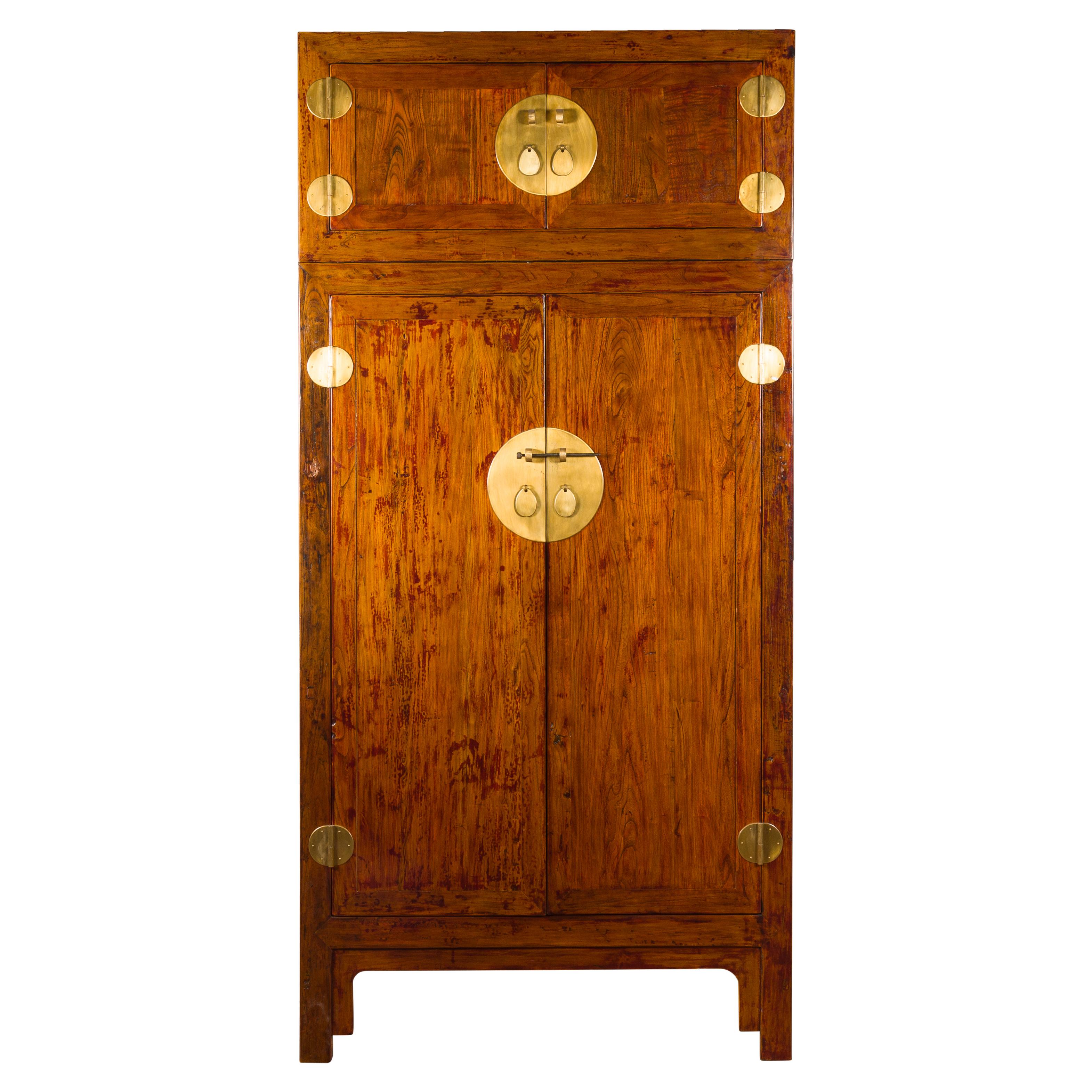 Chinese Qing Dynasty 19th Century Compound Cabinet with Brass Hardware For Sale 15