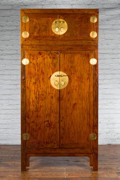 Qing Dynasty 19th Century Compound Cabinet with Brass Hardware