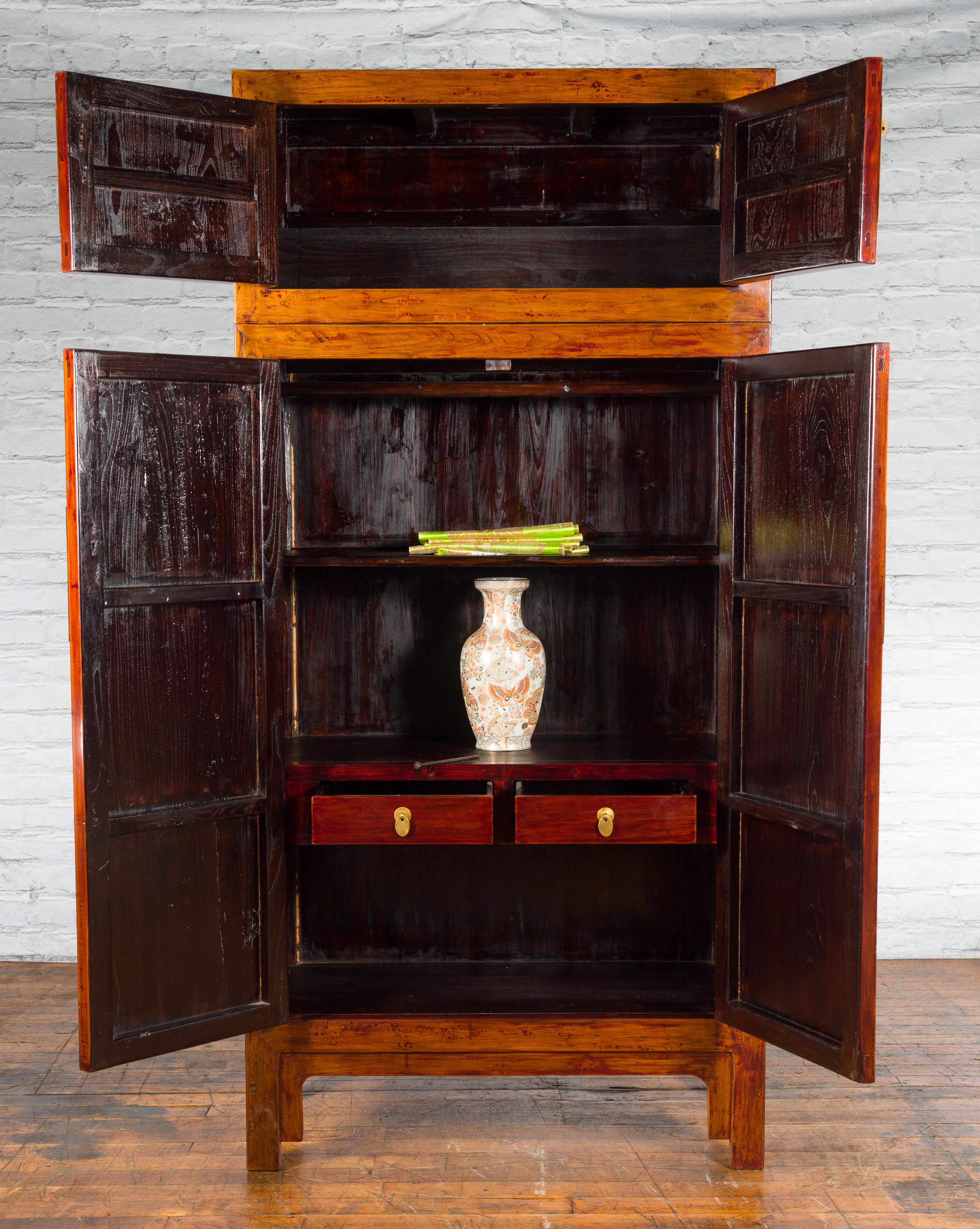 Chinese Qing Dynasty 19th Century Compound Cabinet with Brass Hardware For Sale 2