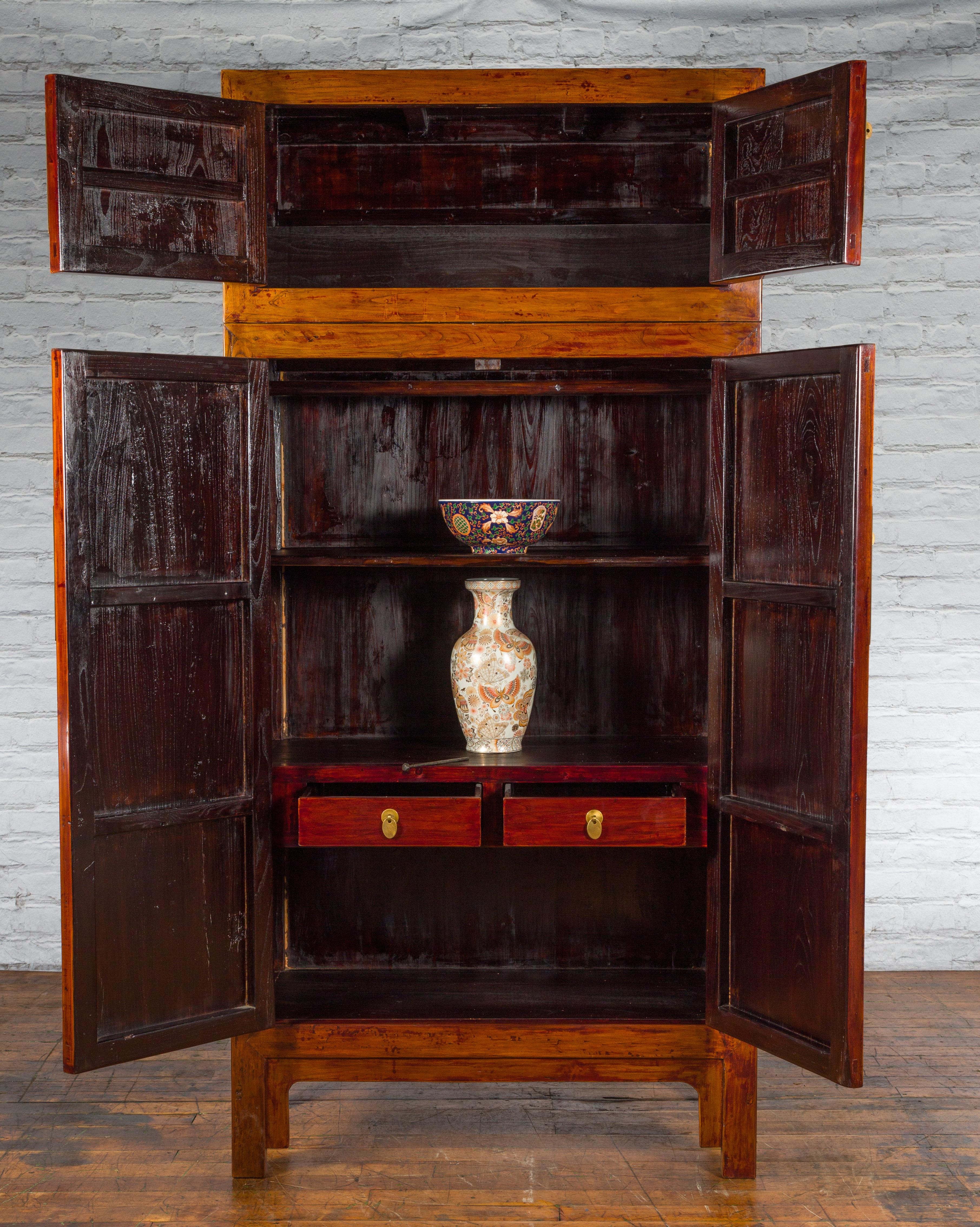 Chinese Qing Dynasty 19th Century Compound Cabinet with Brass Hardware For Sale 3