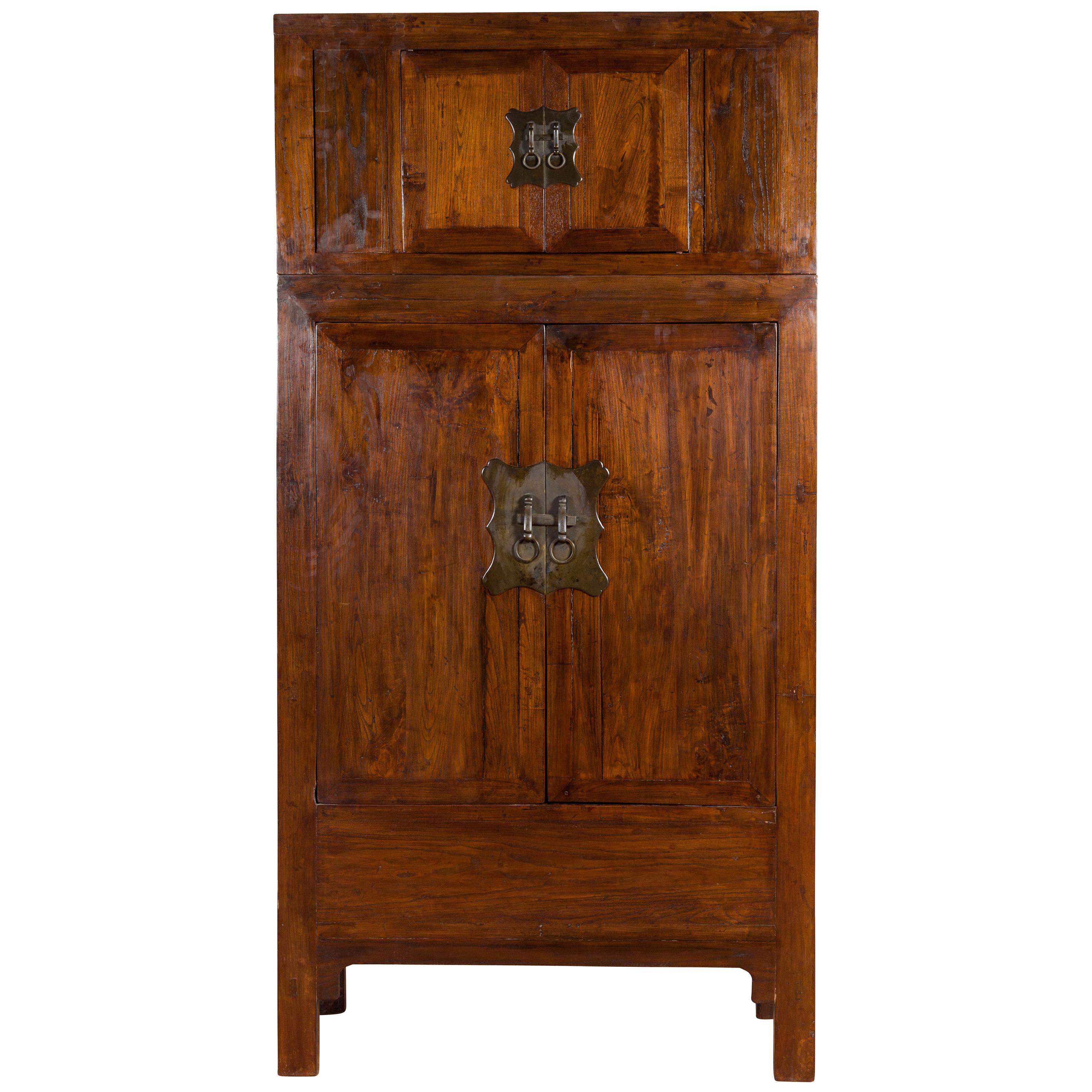 Chinese Qing Dynasty Compound Cabinet with Drawers and Hidden Panel