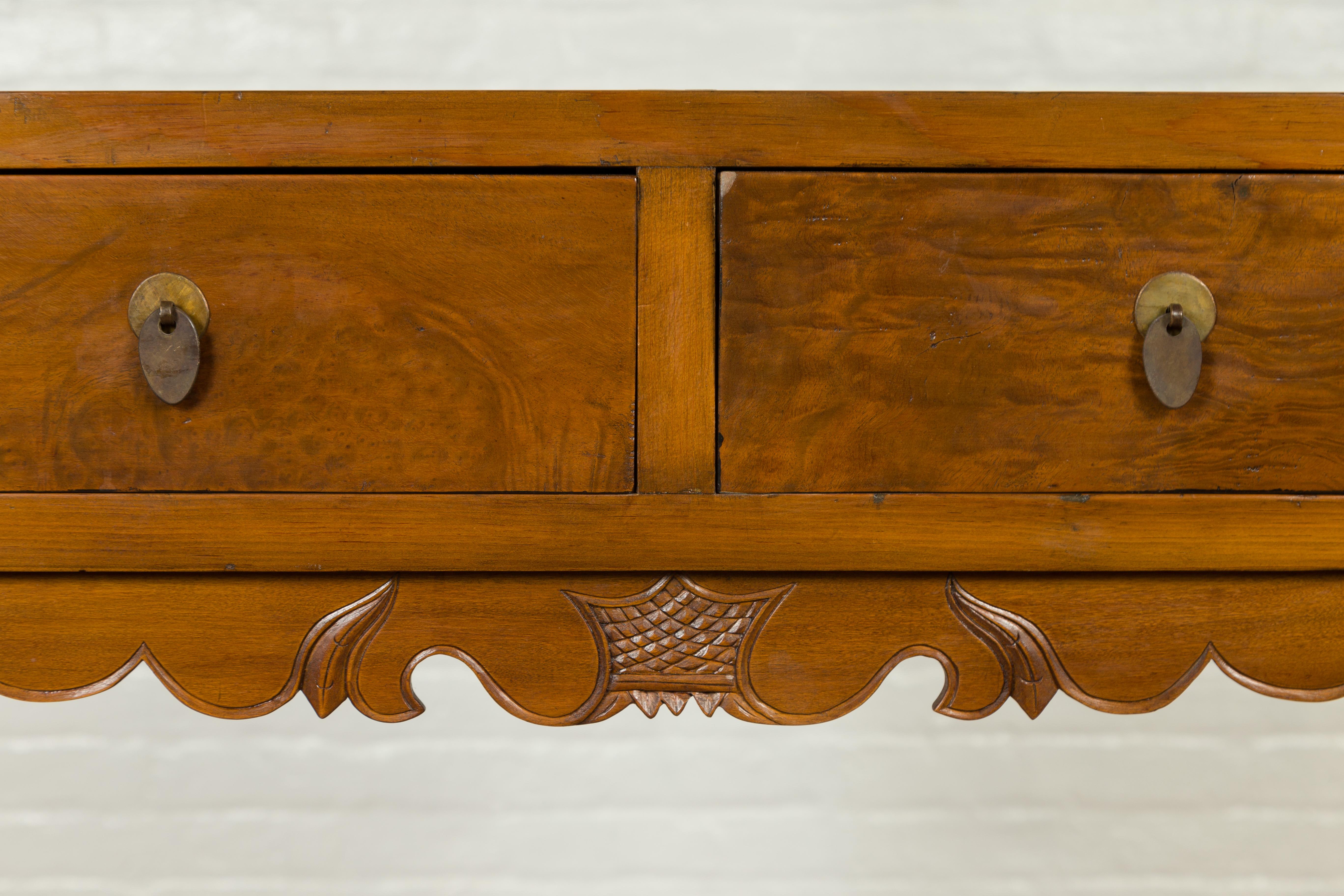 Chinese Qing Dynasty 19th Century Elm Bookcase with Open Shelves and Drawers For Sale 3