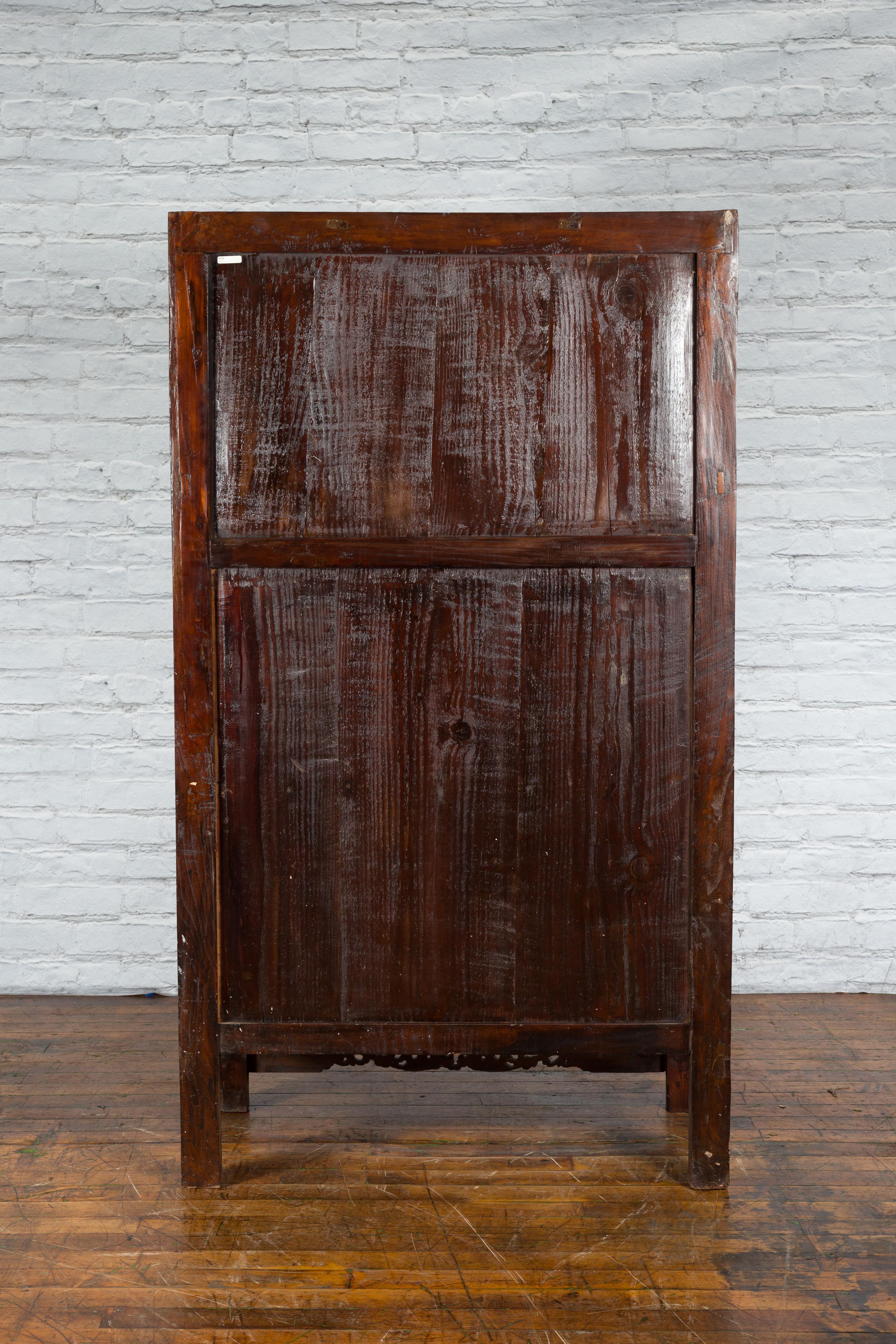 Chinese Qing Dynasty 19th Century Elm Cabinet with Doors and Four Drawers For Sale 7