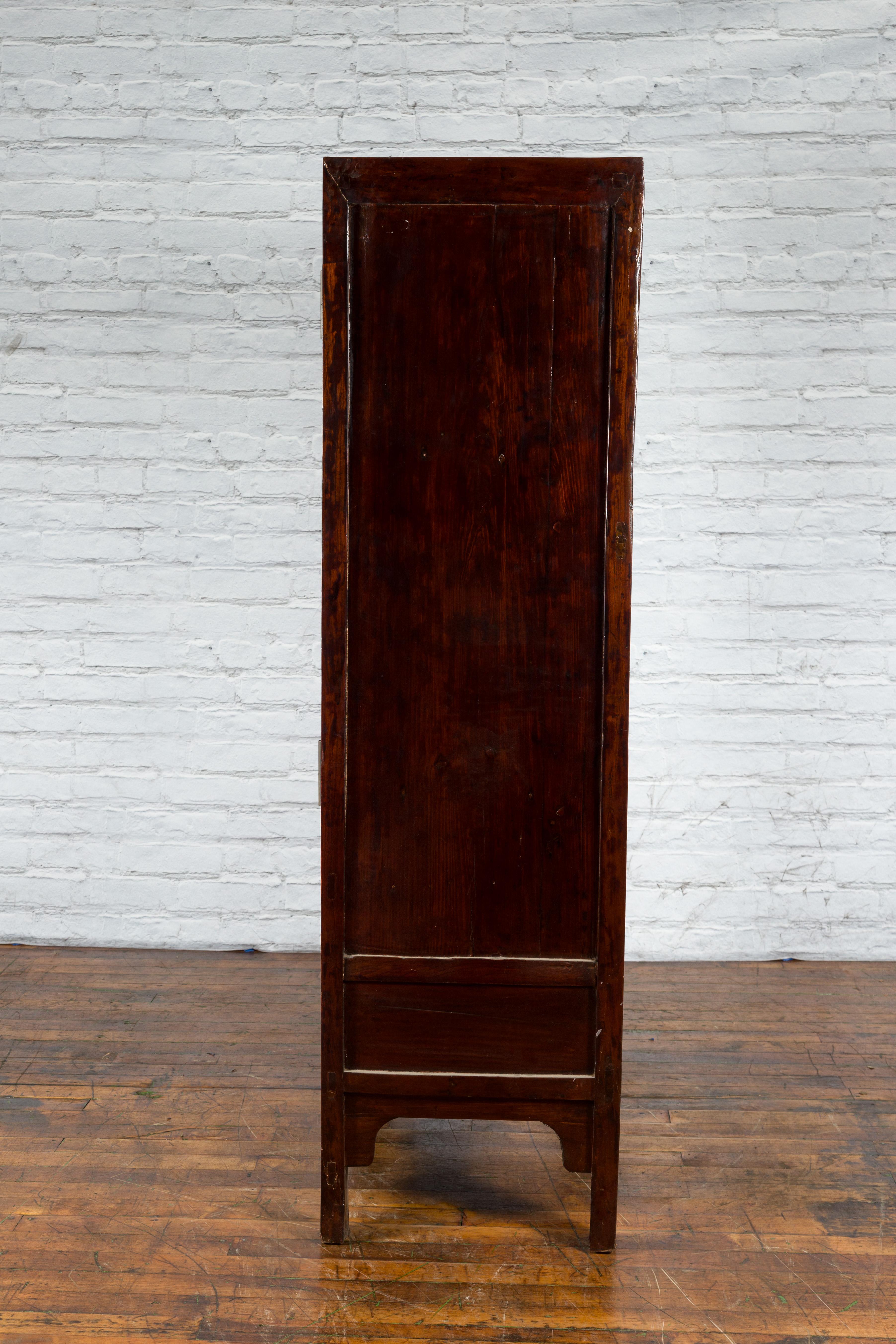 Chinese Qing Dynasty 19th Century Elm Cabinet with Doors and Four Drawers For Sale 8