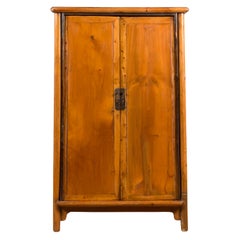 Chinese Qing Dynasty 19th Century Elmwood Noodle Cabinet with Dark Molding