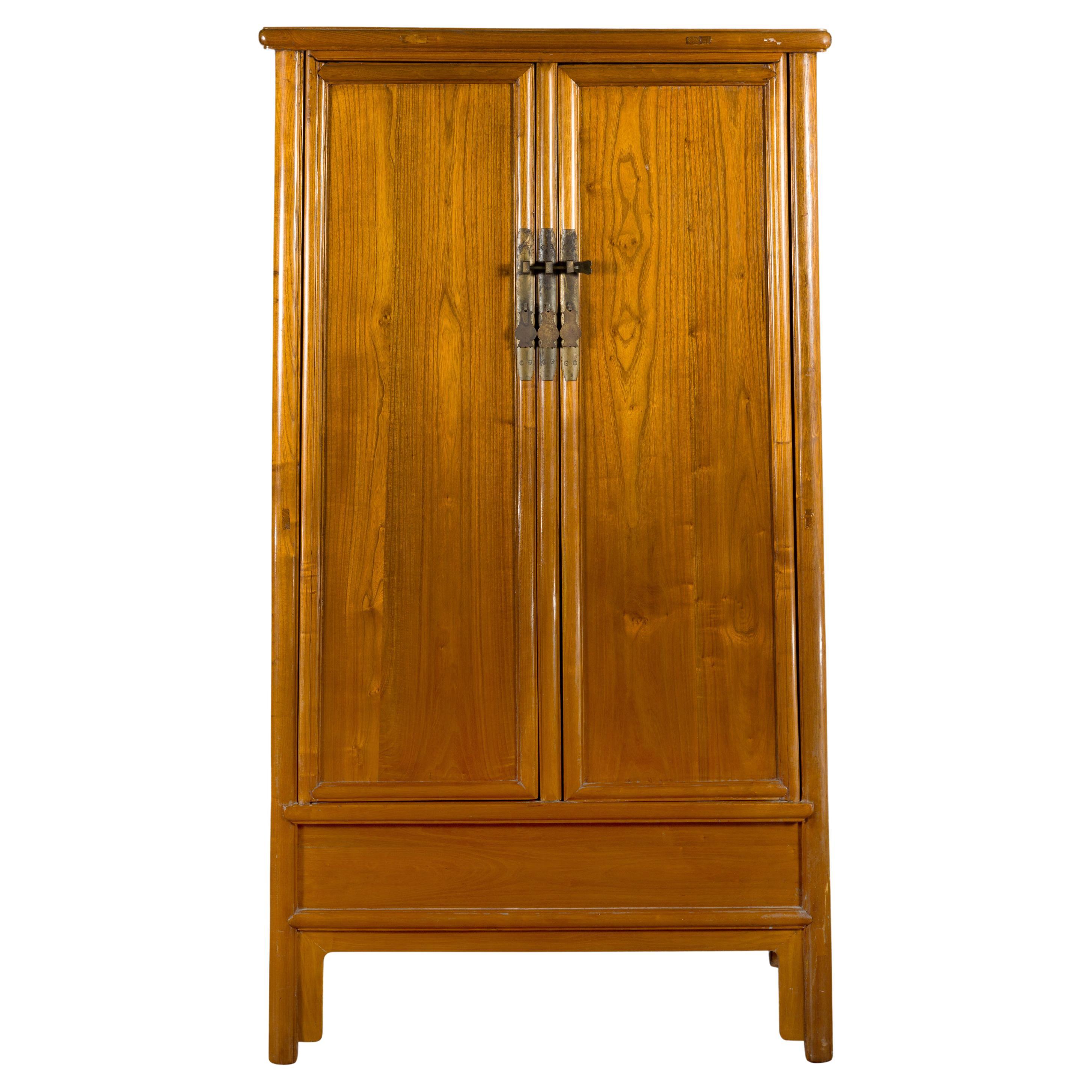 Chinese Qing Dynasty 19th Century Elmwood Noodle Cabinet with Hidden Drawers For Sale