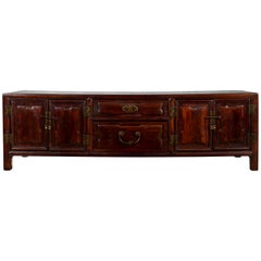 Used Chinese Qing Dynasty 19th Century Kang Cabinet with Double Doors and Drawers