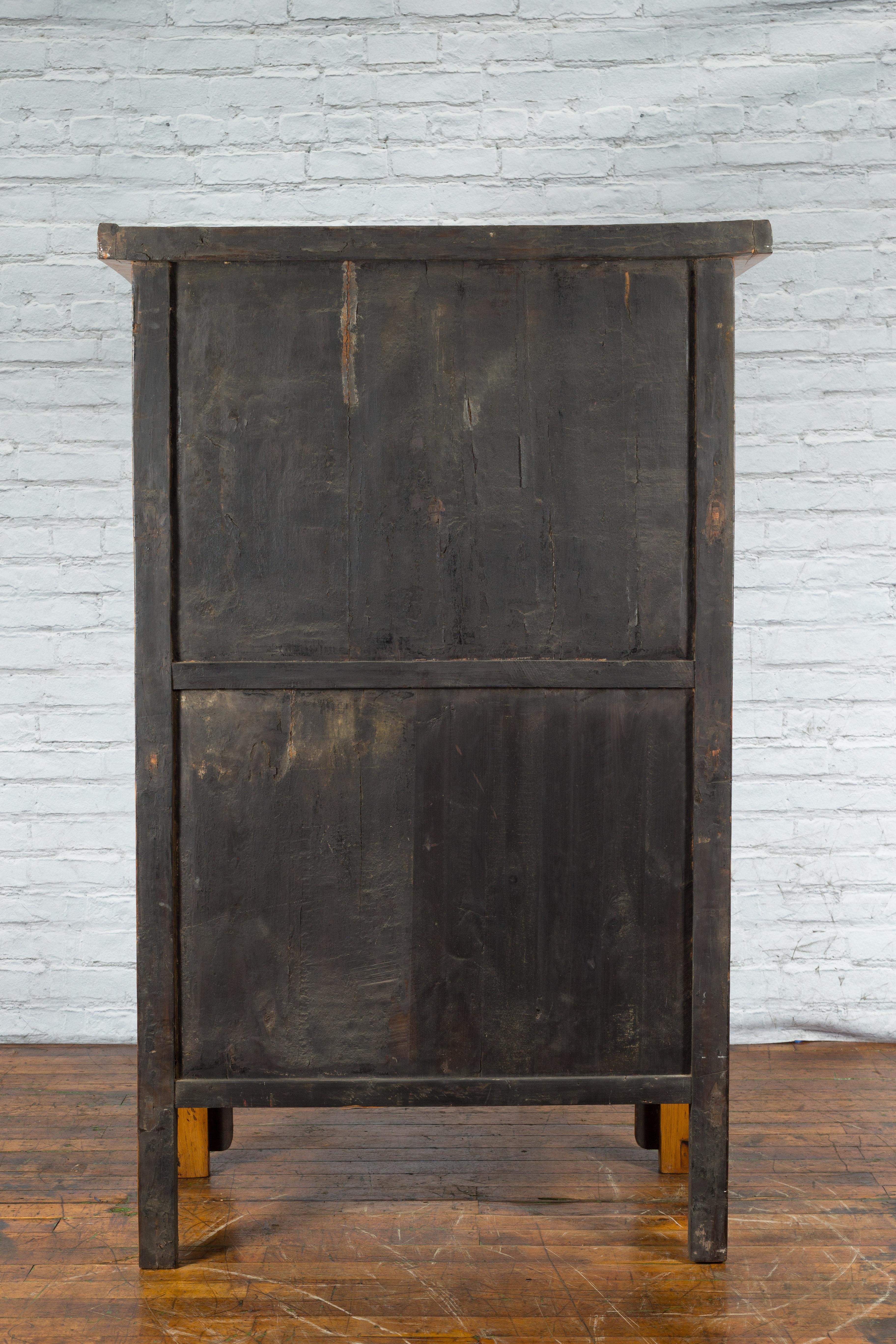 Chinese Qing Dynasty 19th Century Light Lacquer Cabinet with Doors and Drawers For Sale 11