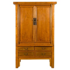 Qing Dynasty 19. Jahrhundert Licht Lack Kabinett mit Türen und Schubladen