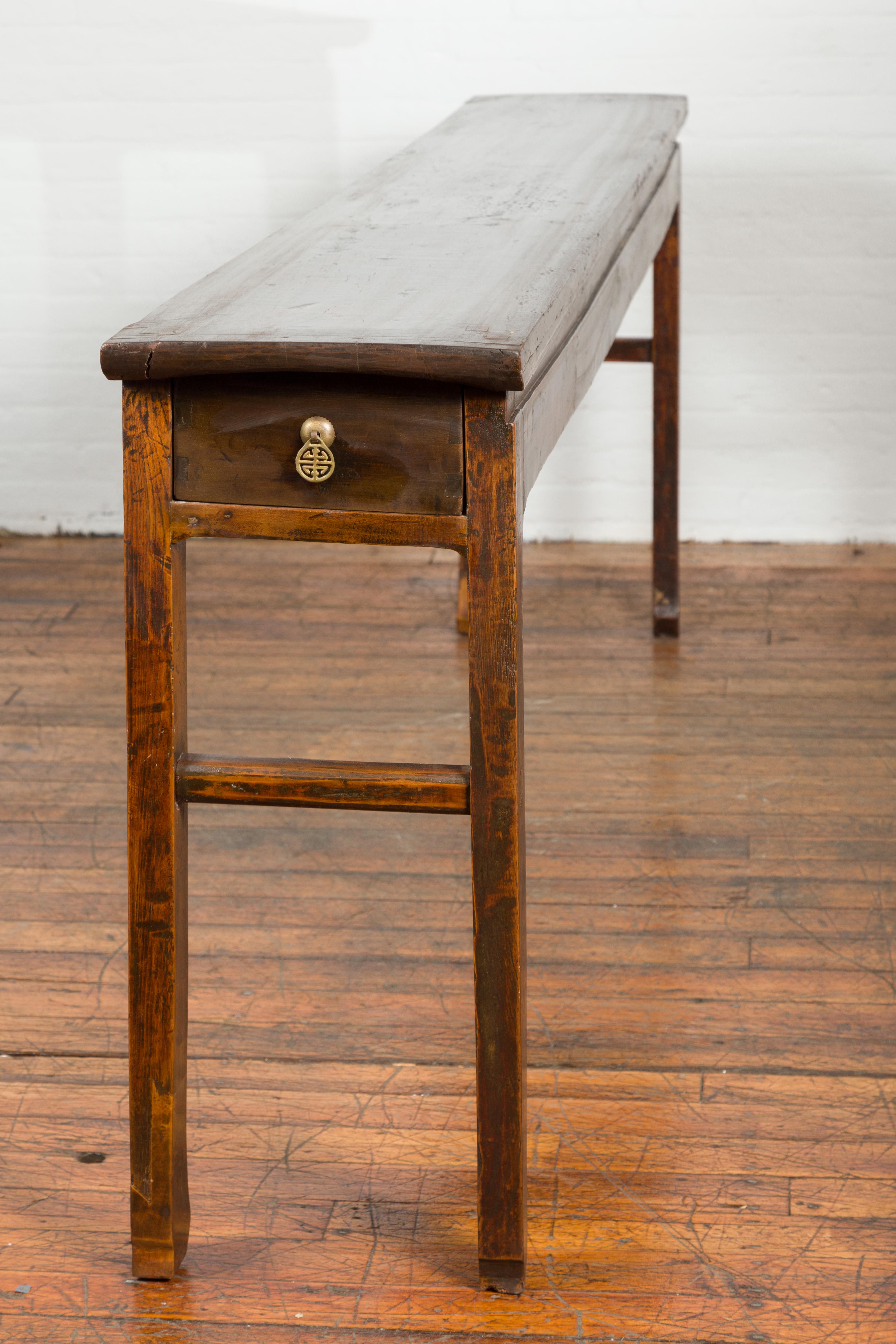 Chinese Qing Dynasty 19th Century Long Altar Console Table with Original Patina 6